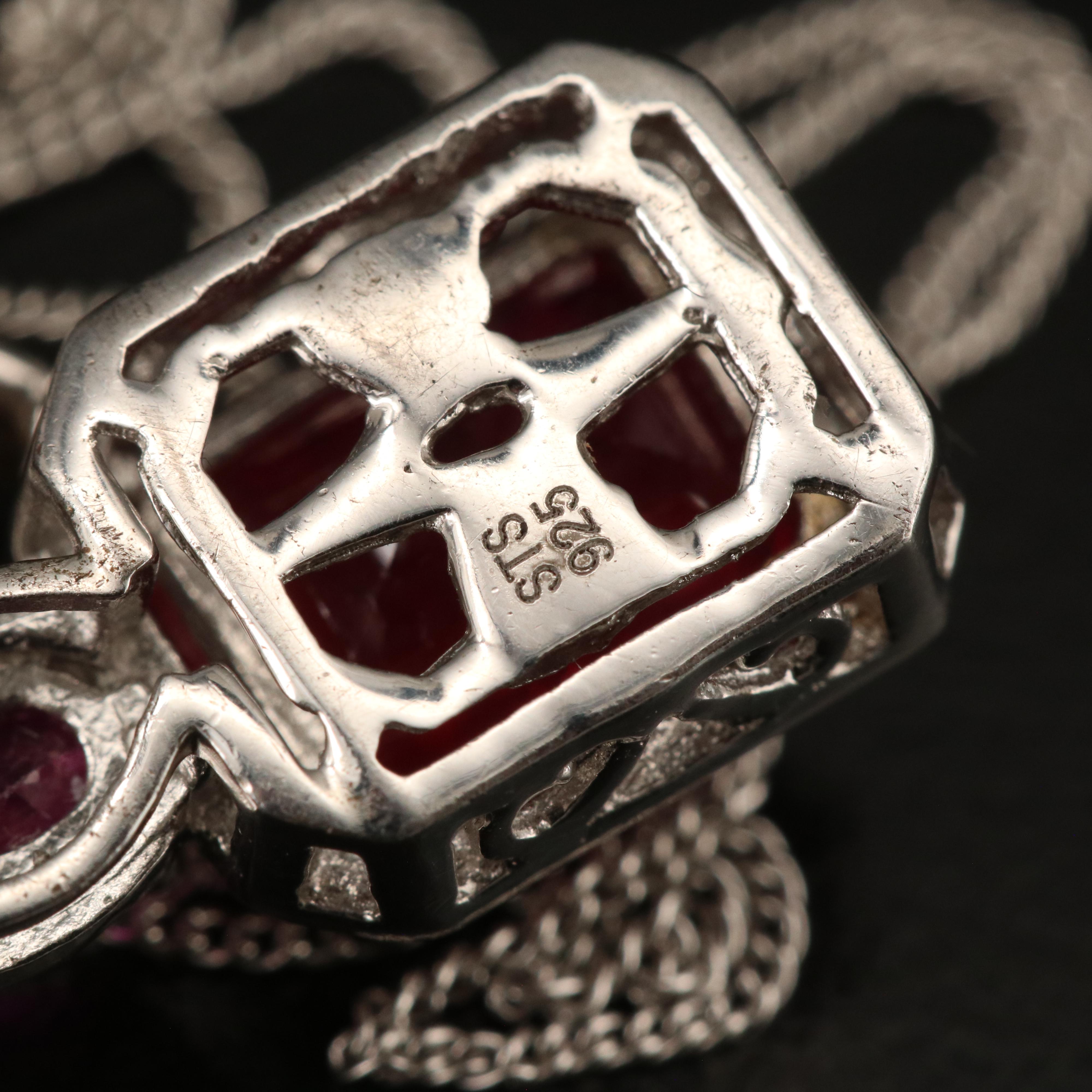 Sterling Filled Corundum and White Topaz Pendant Necklace and Ring