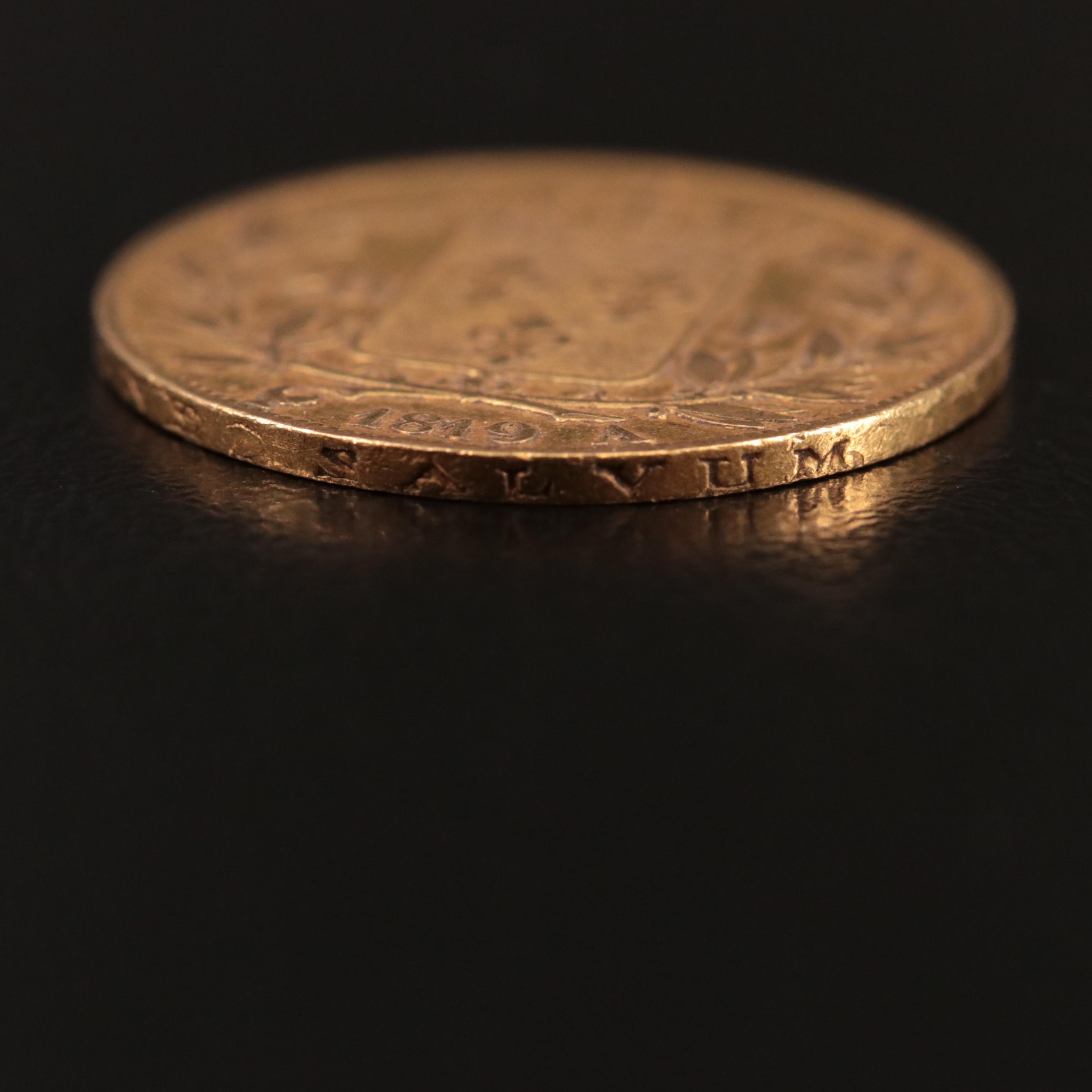 1819-A France Twenty Francs Gold Coin