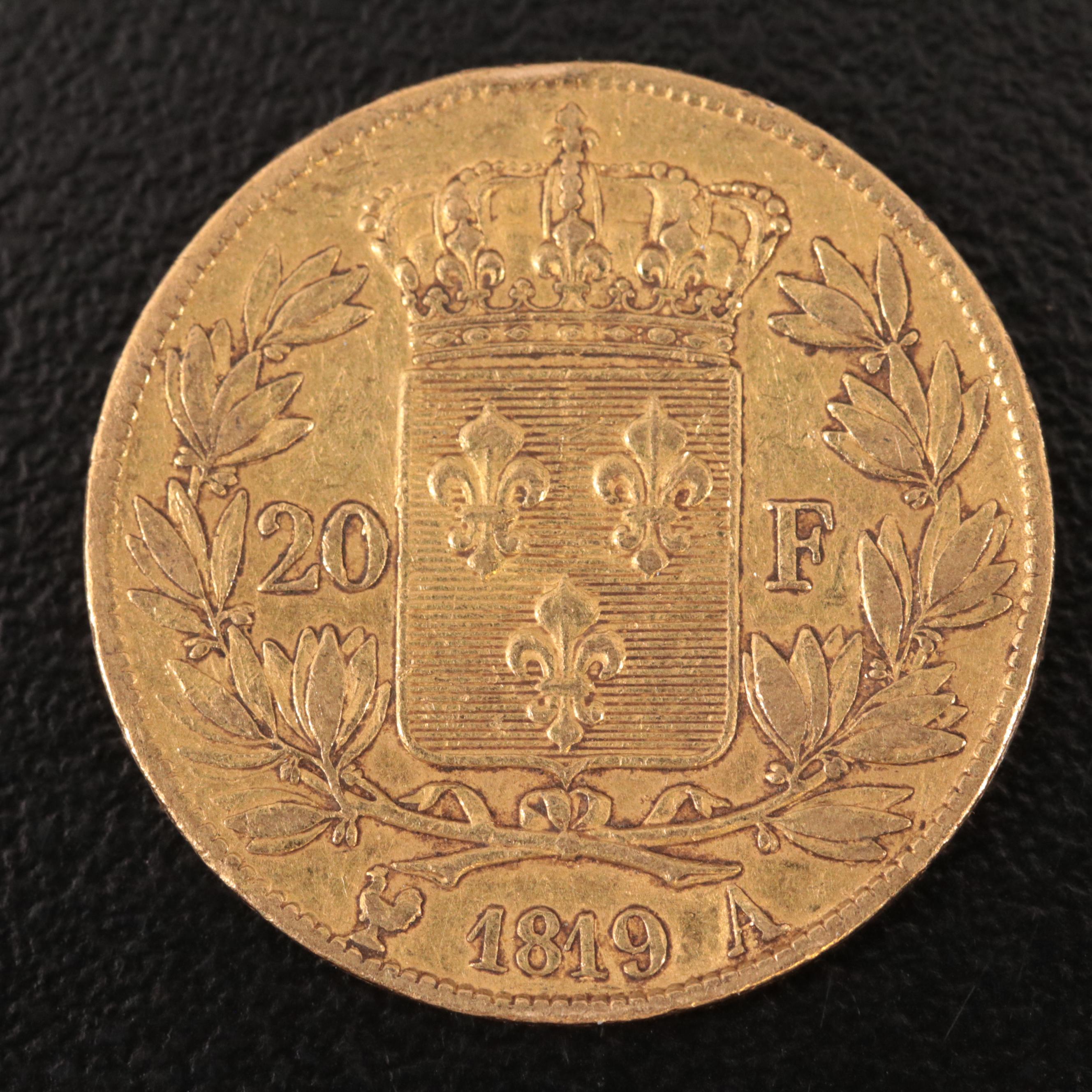 1819-A France Twenty Francs Gold Coin