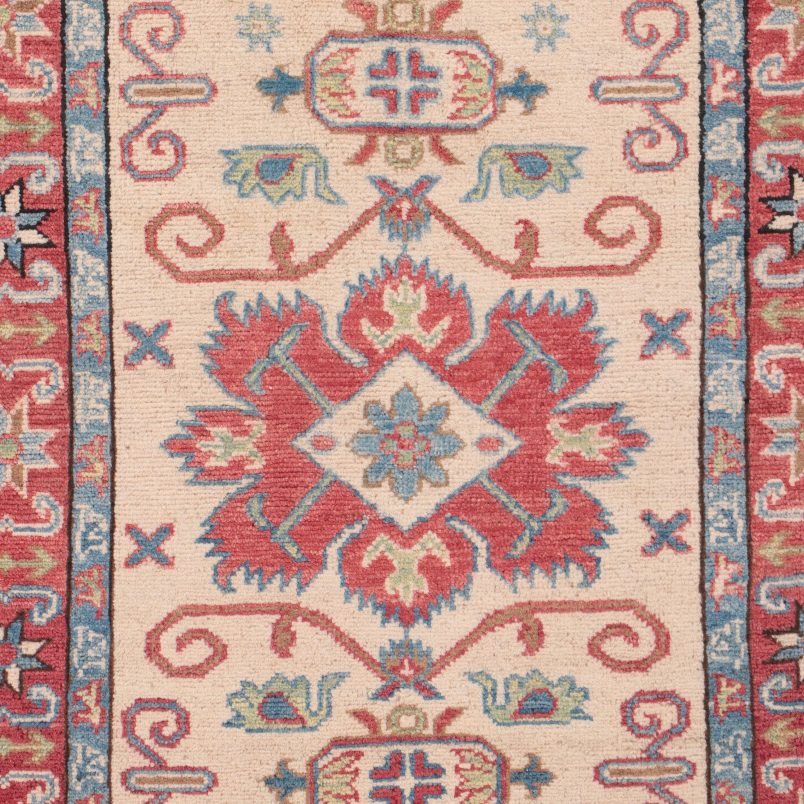 2'8 x 3'10 Hand-Knotted Pakistani Kazak Style Accent Rug