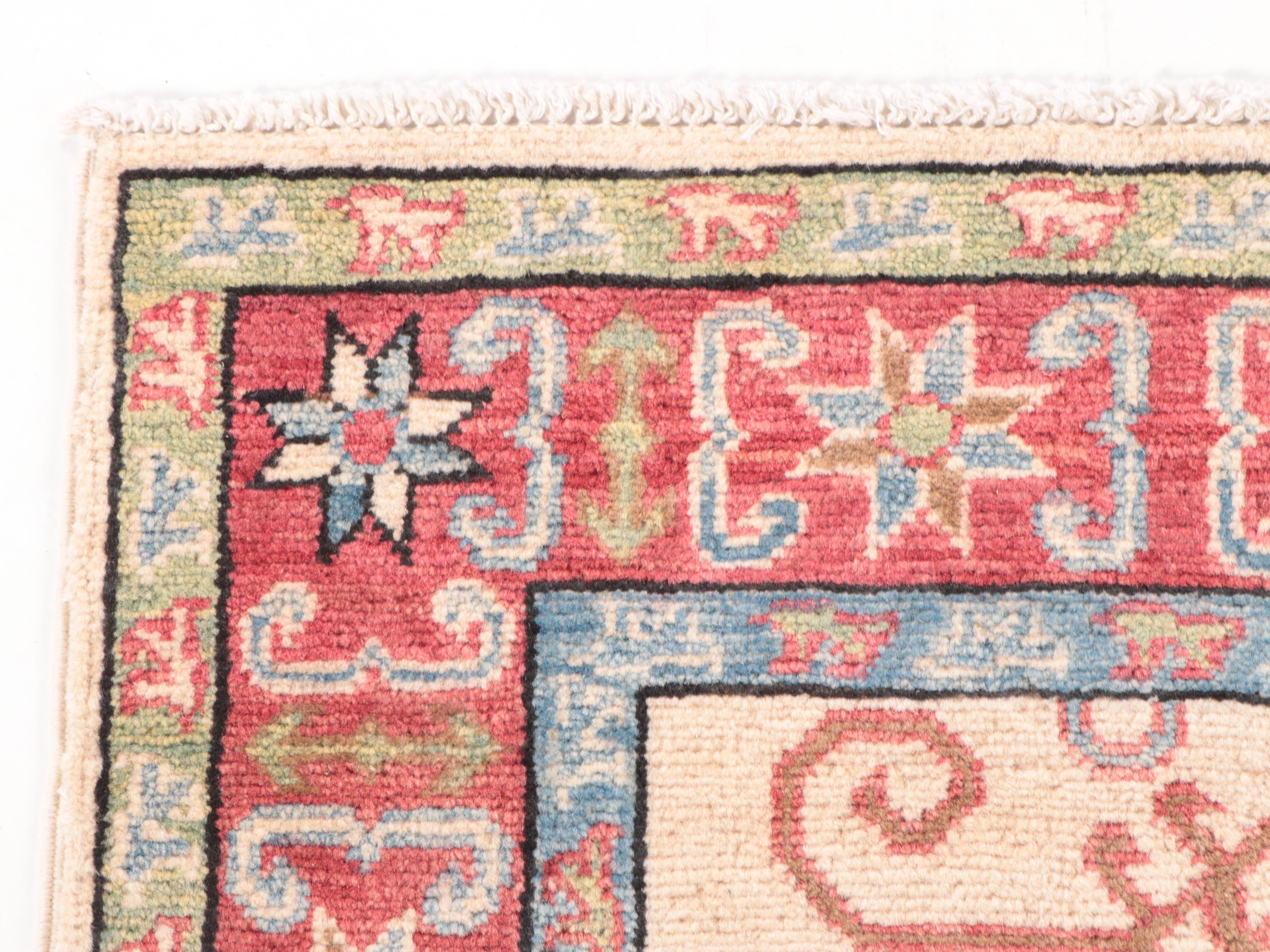 2'8 x 3'10 Hand-Knotted Pakistani Kazak Style Accent Rug