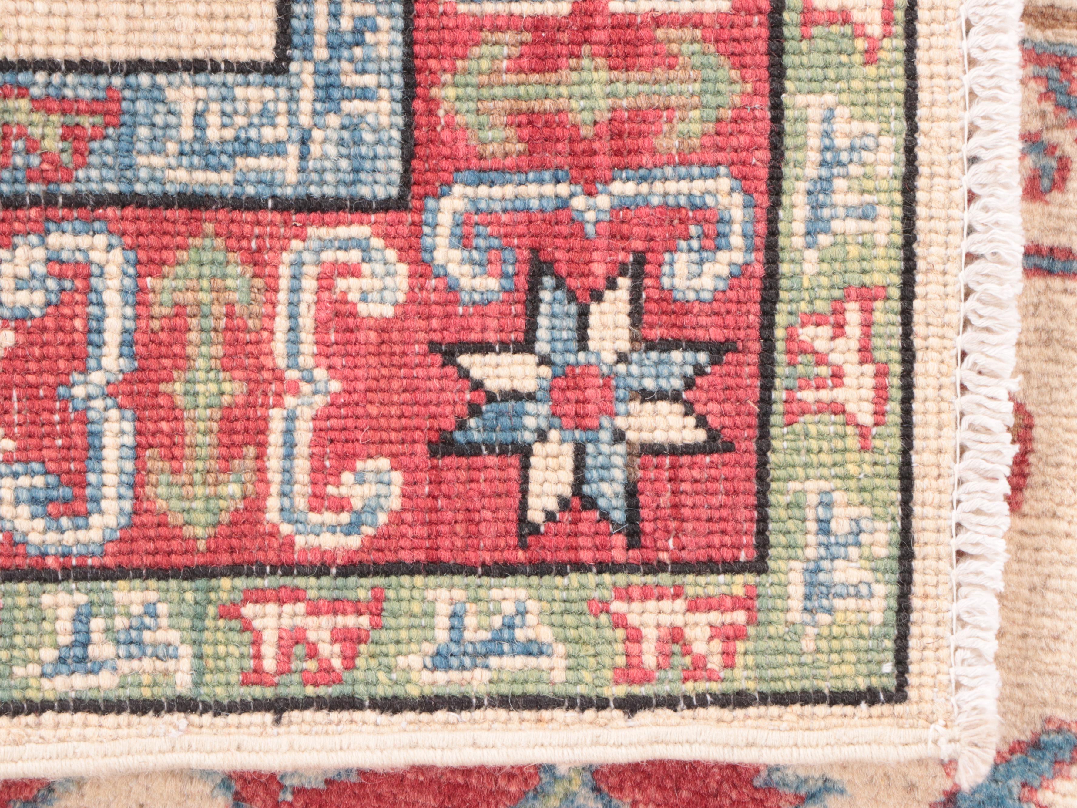 2'8 x 3'10 Hand-Knotted Pakistani Kazak Style Accent Rug