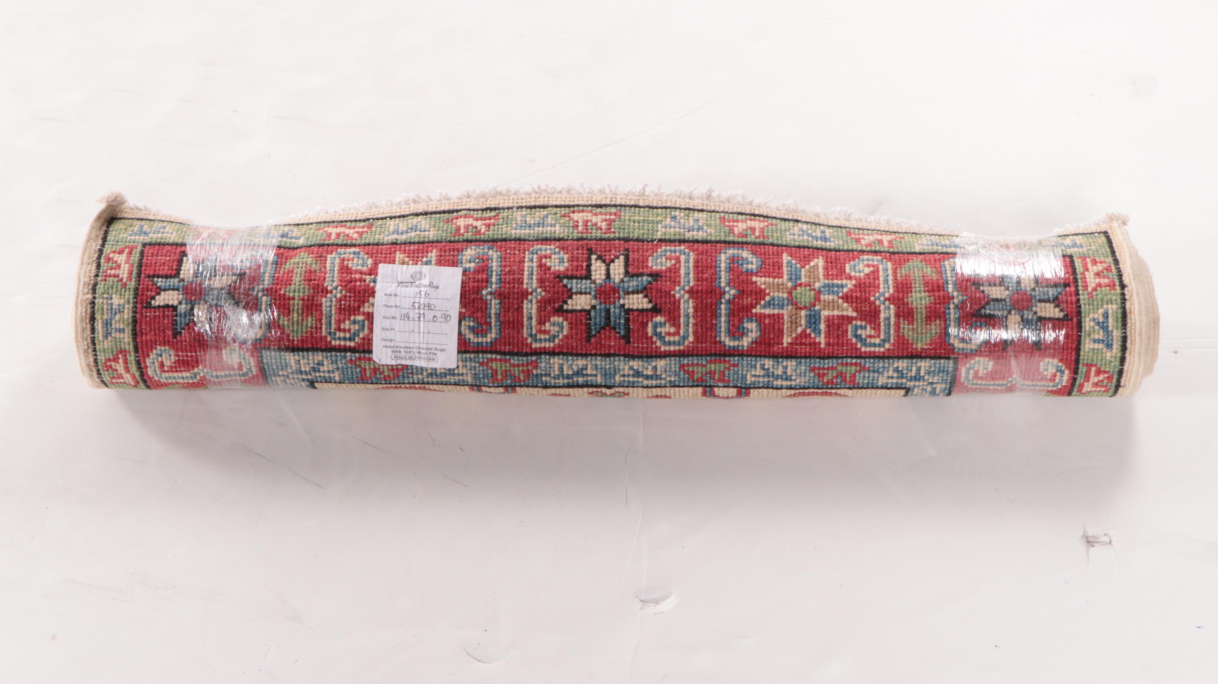 2'8 x 3'10 Hand-Knotted Pakistani Kazak Style Accent Rug