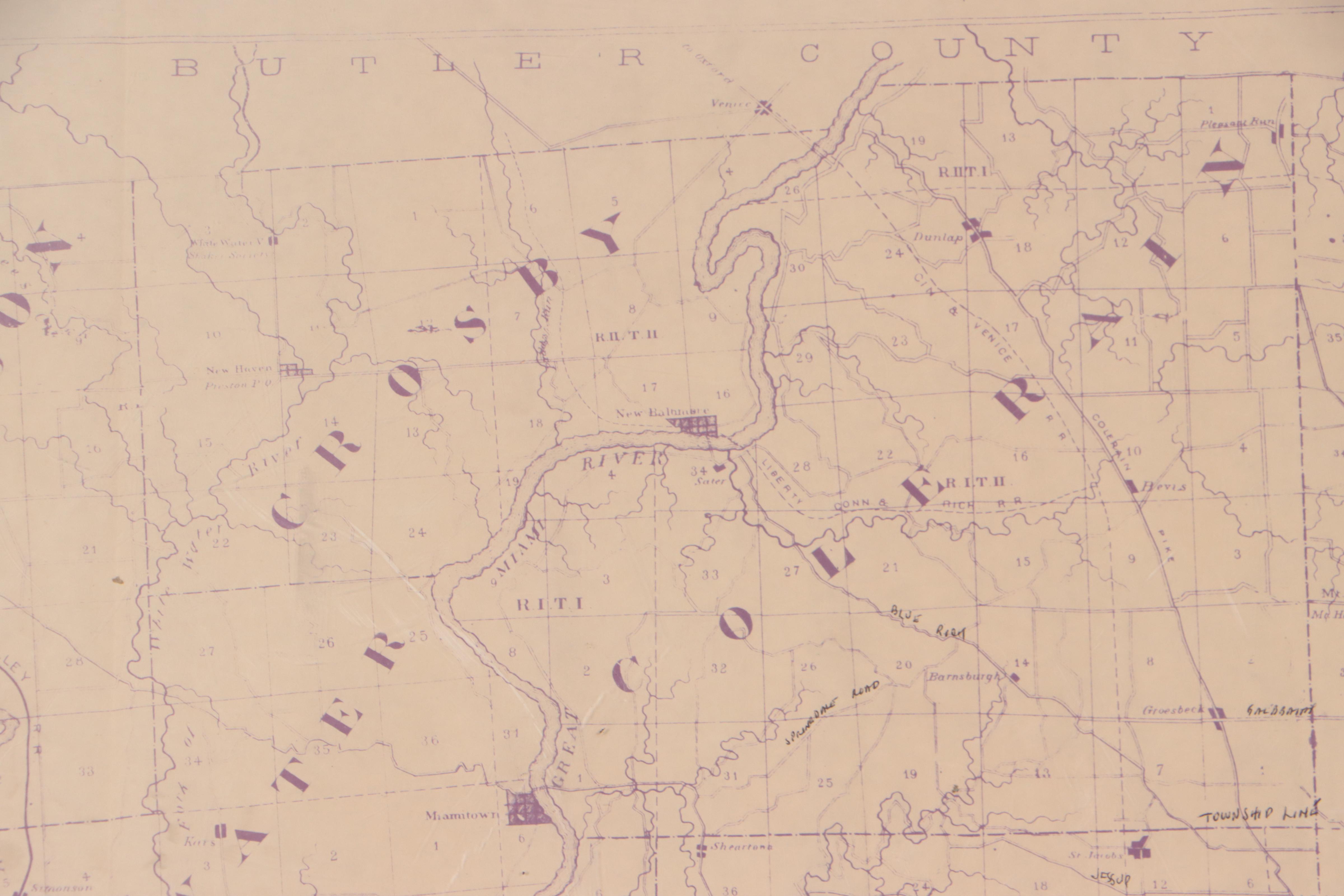 C. S. Mendenhall Lithograph Map of Hamilton County, Circa 1900