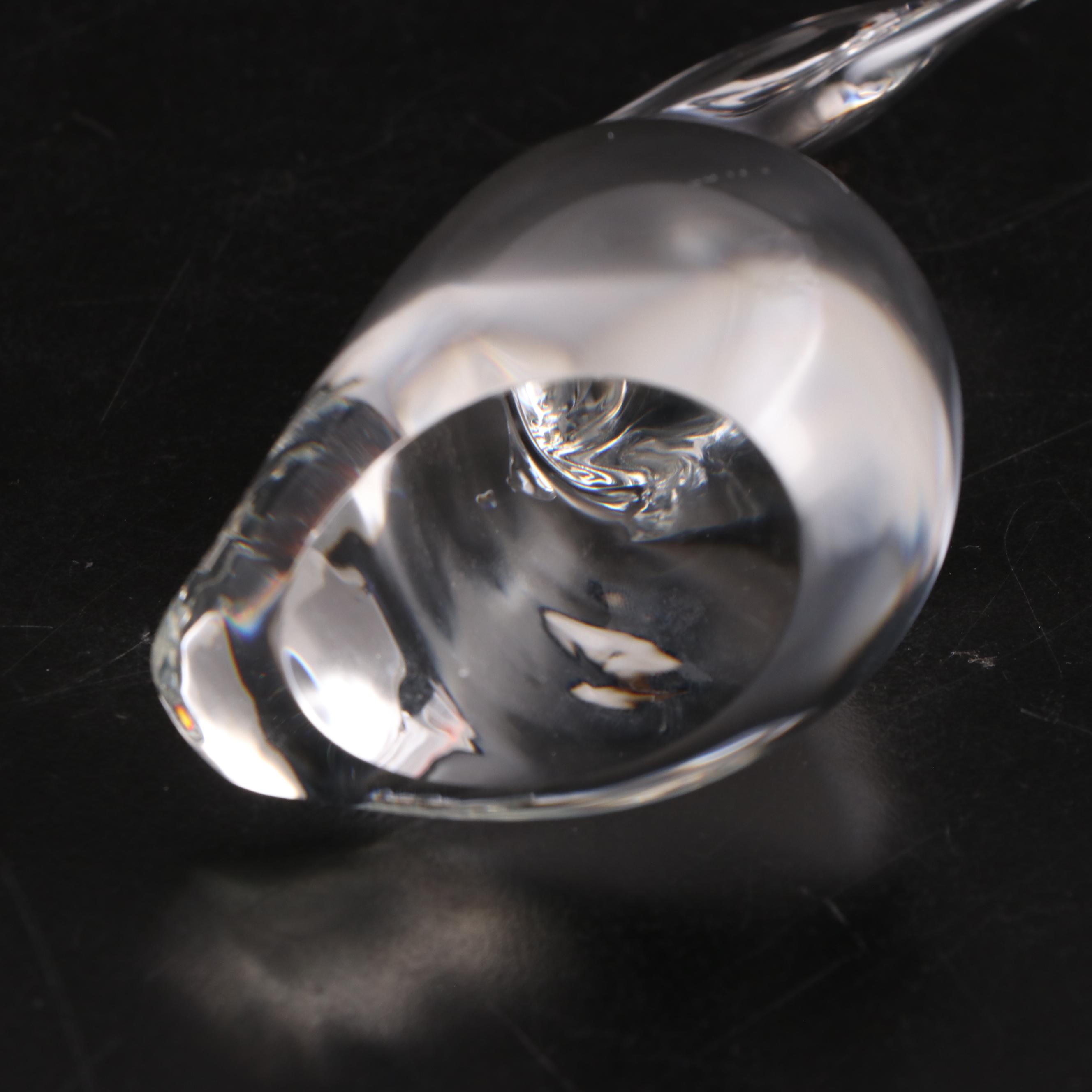 Steuben Art Glass "Preening Goose" and "Gander" Figurines by Lloyd Atkins