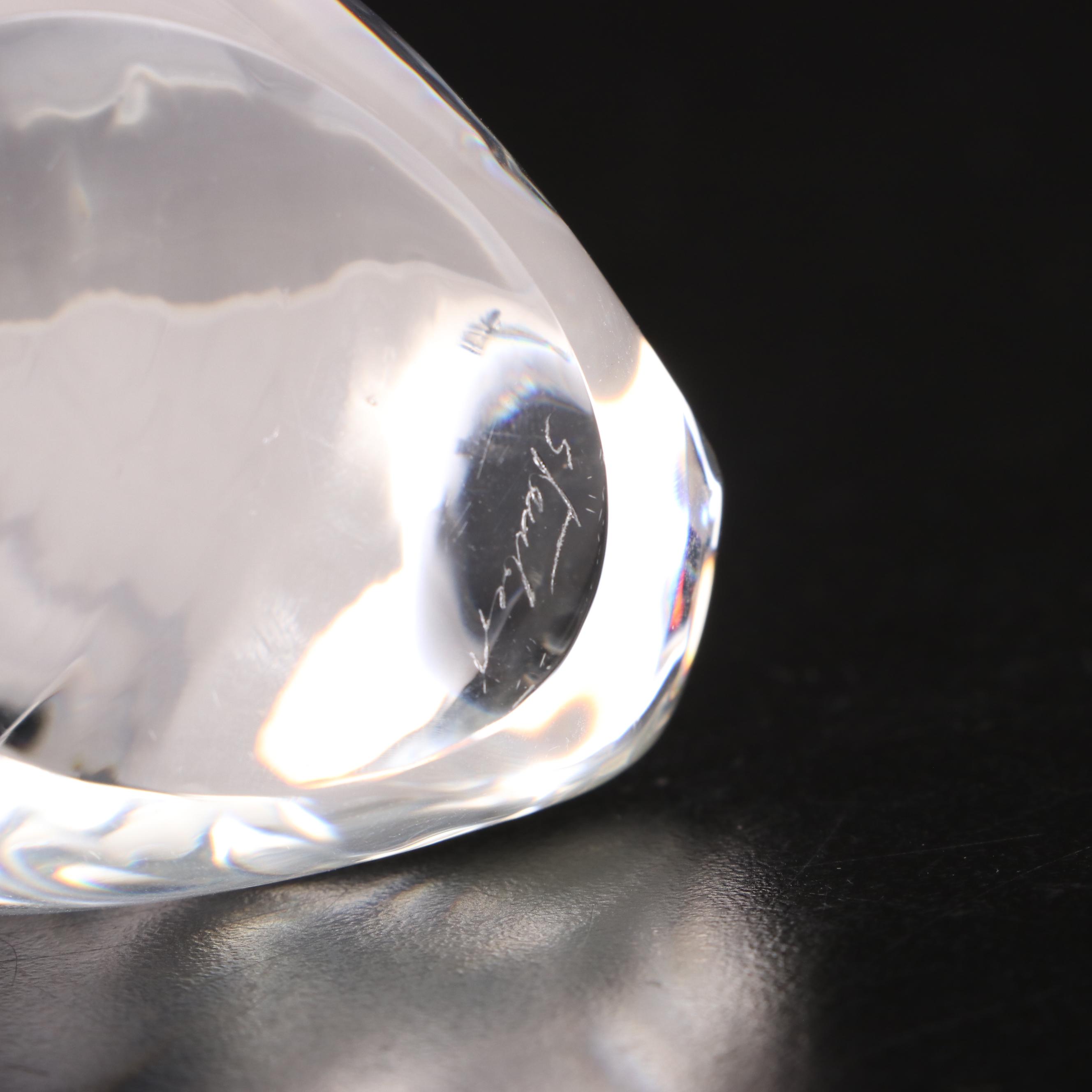 Steuben Art Glass "Preening Goose" and "Gander" Figurines by Lloyd Atkins