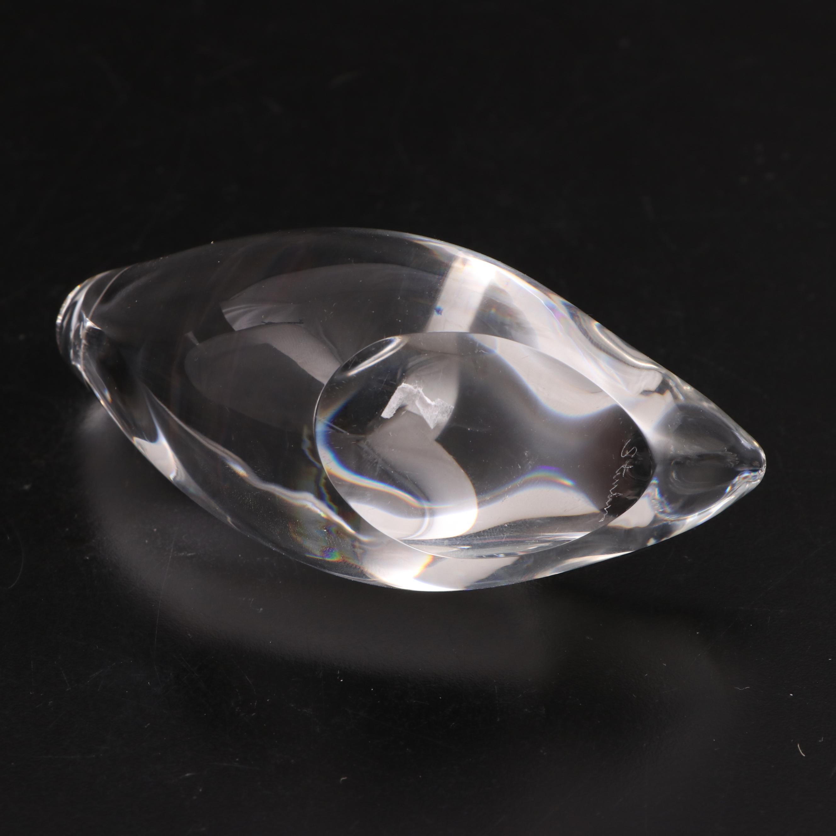 Steuben Art Glass "Preening Goose" and "Gander" Figurines by Lloyd Atkins