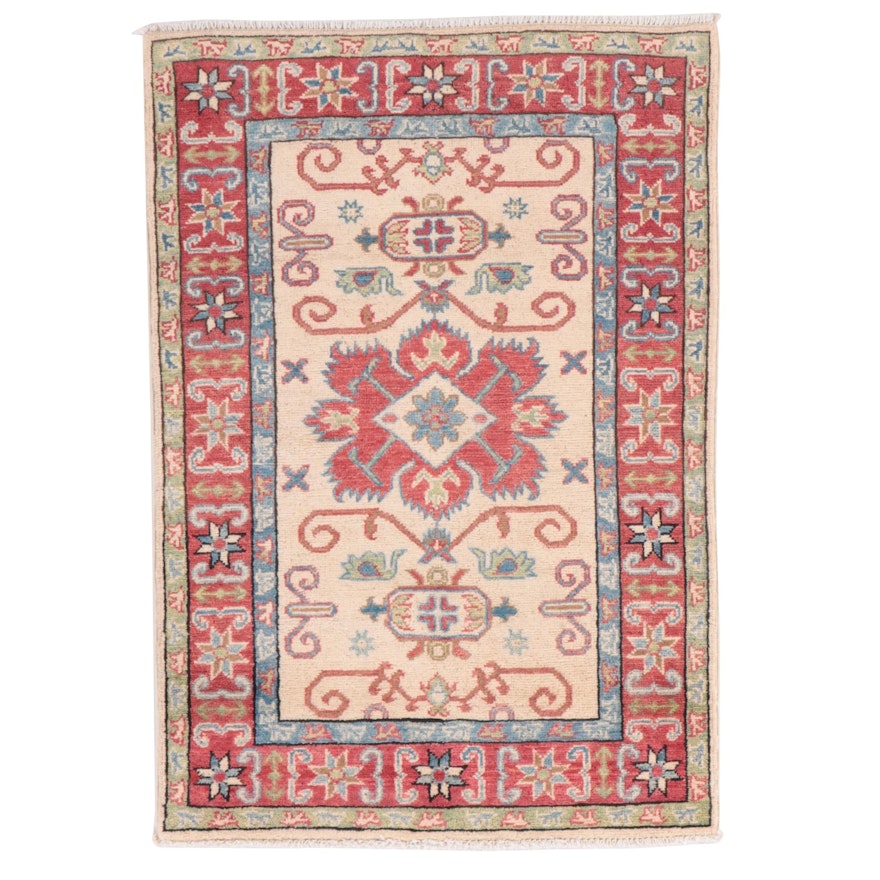 2'8 x 3'10 Hand-Knotted Pakistani Kazak Style Accent Rug