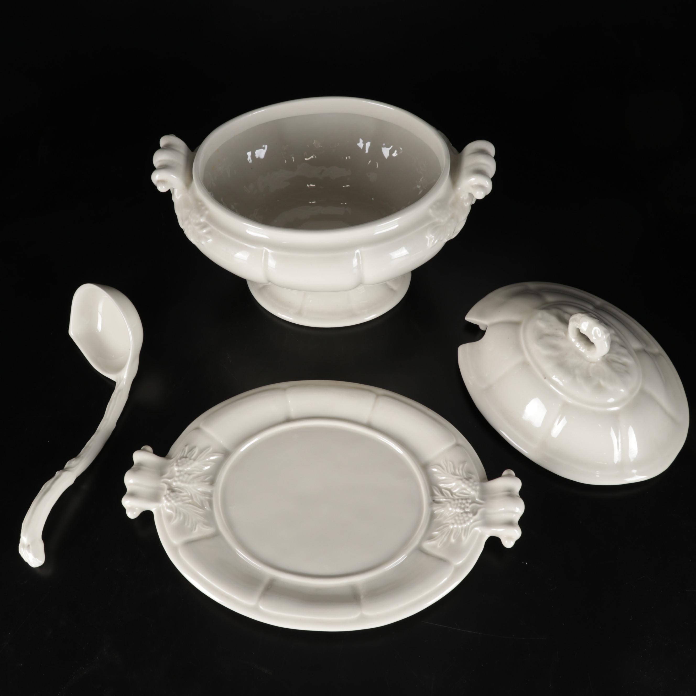 Red Cliff Pottery "Grape" Ironstone Soup Tureen on Platter, 1958-1978