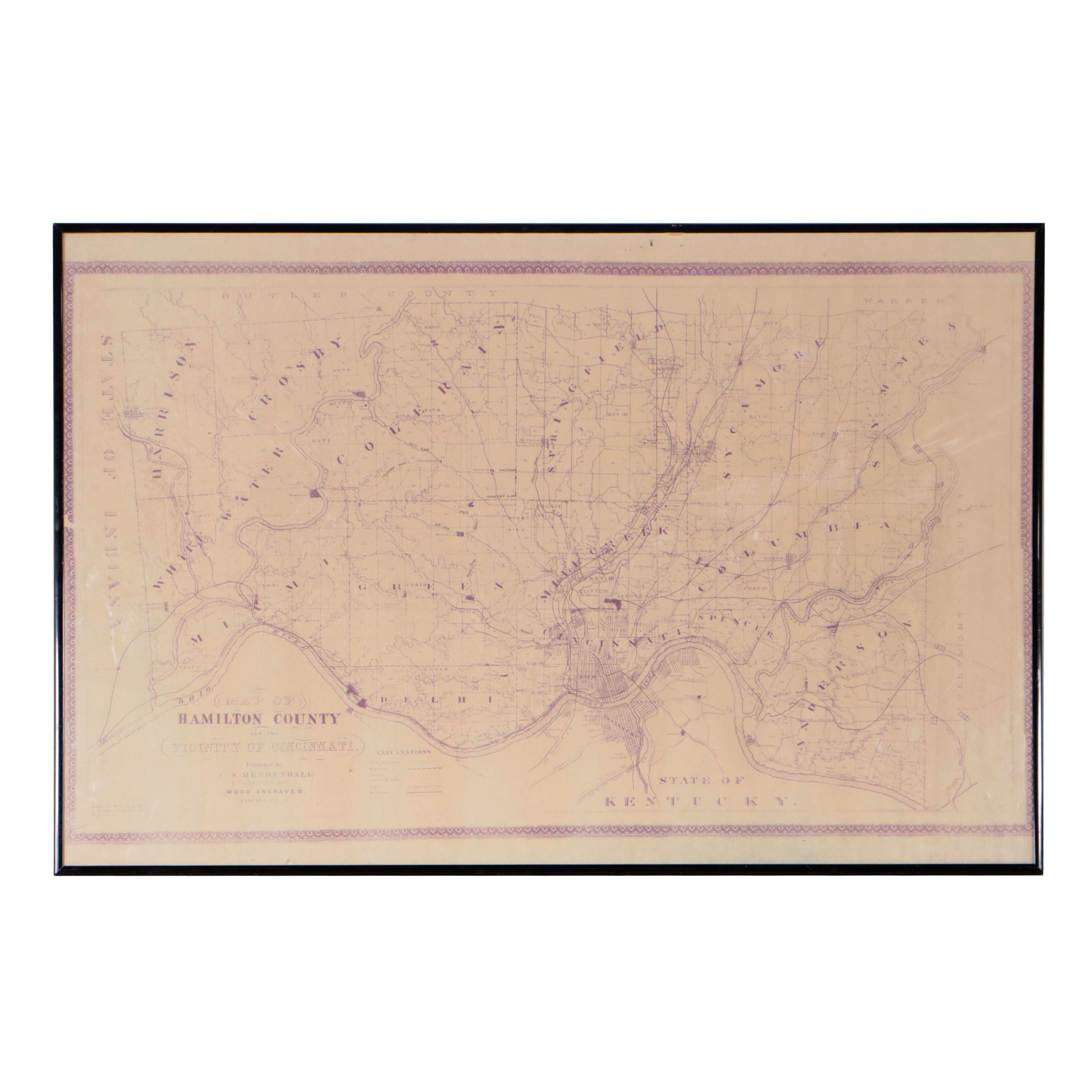 C. S. Mendenhall Lithograph Map of Hamilton County, Circa 1900