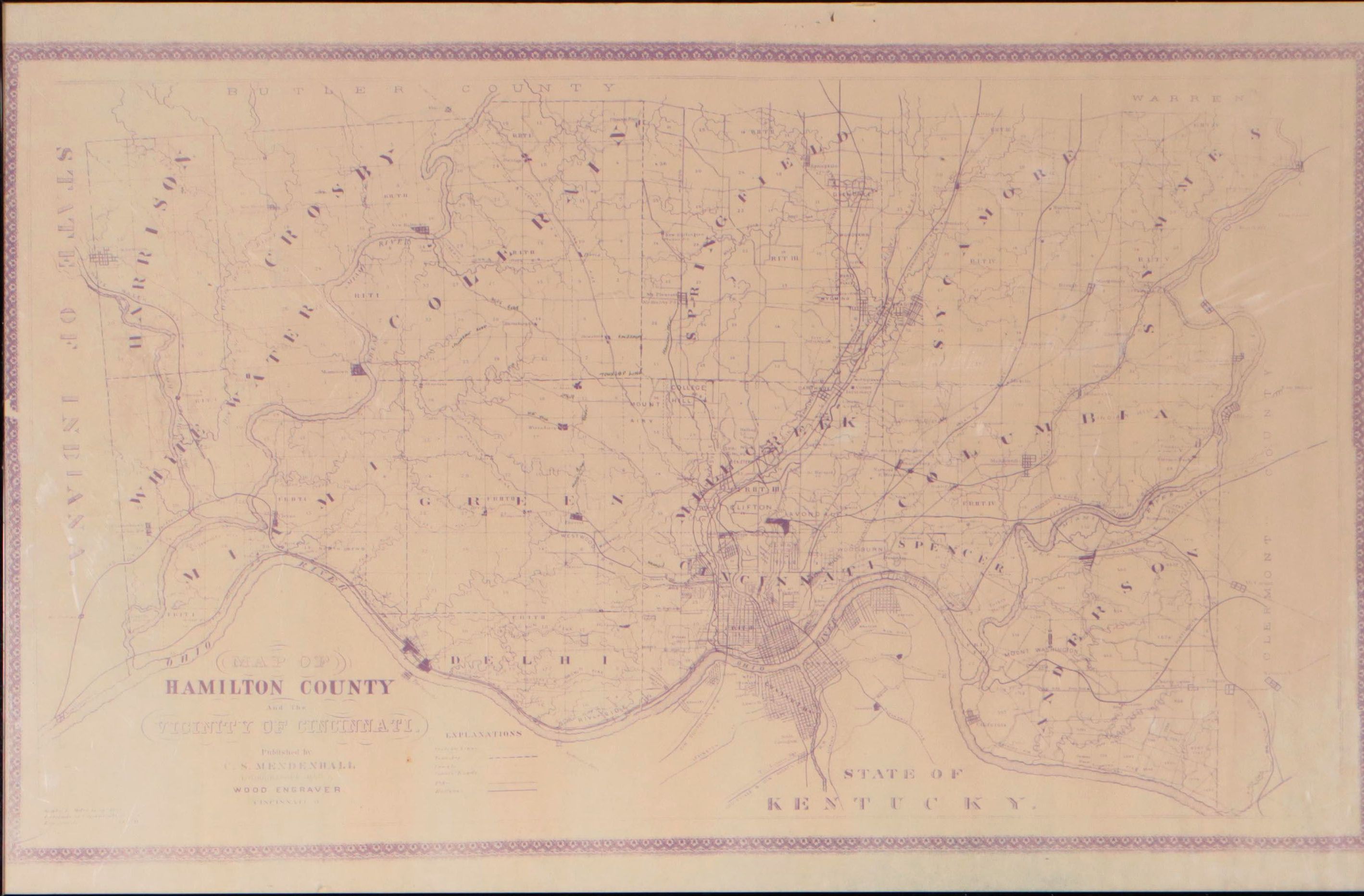 C. S. Mendenhall Lithograph Map of Hamilton County, Circa 1900