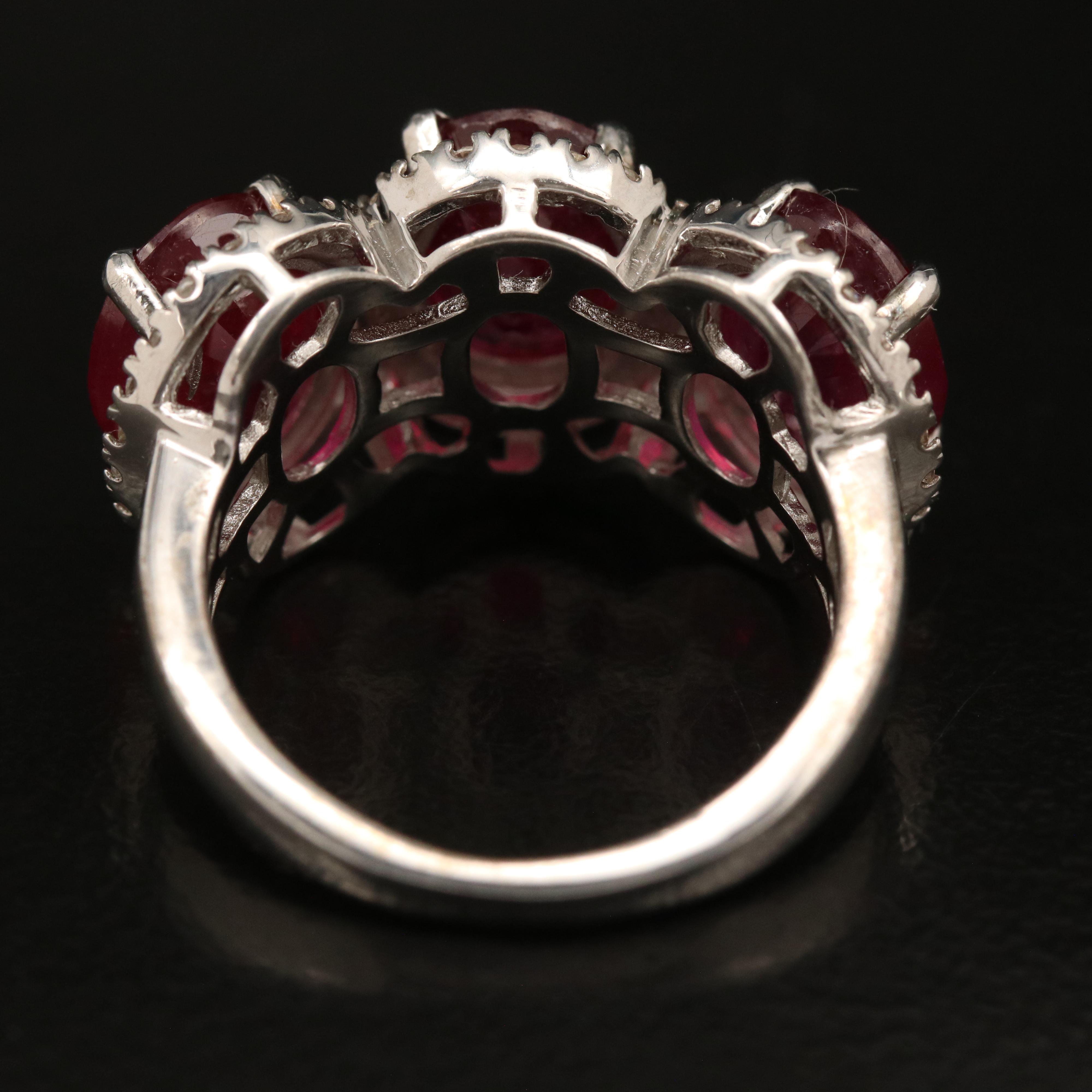 Sterling Corundum and White Zircon Ring