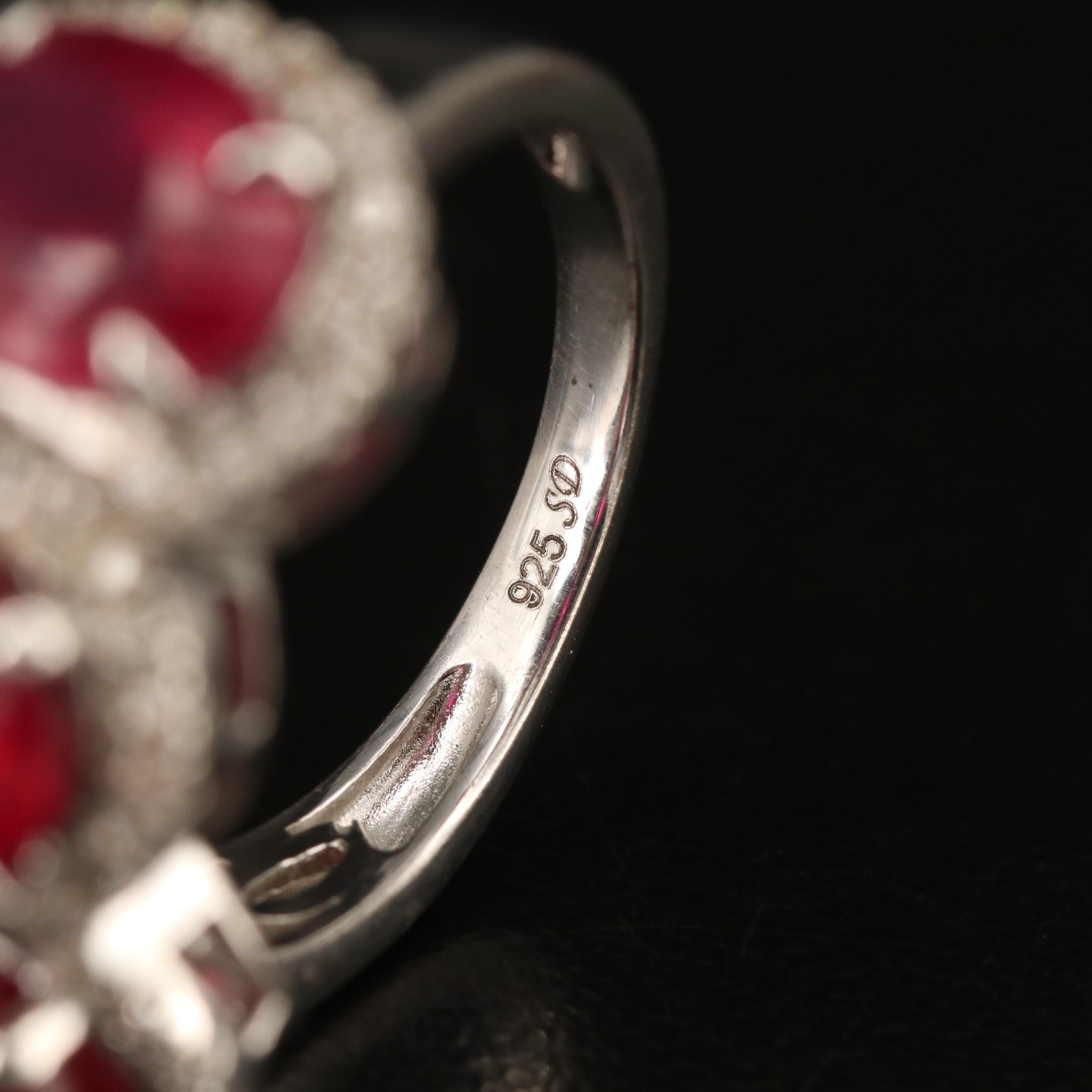 Sterling Corundum and White Zircon Ring