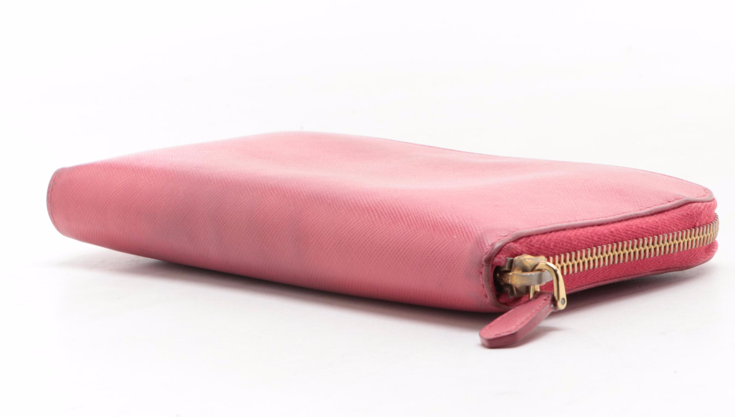 Prada Zip-Around Wallet in Pink Saffiano Leather