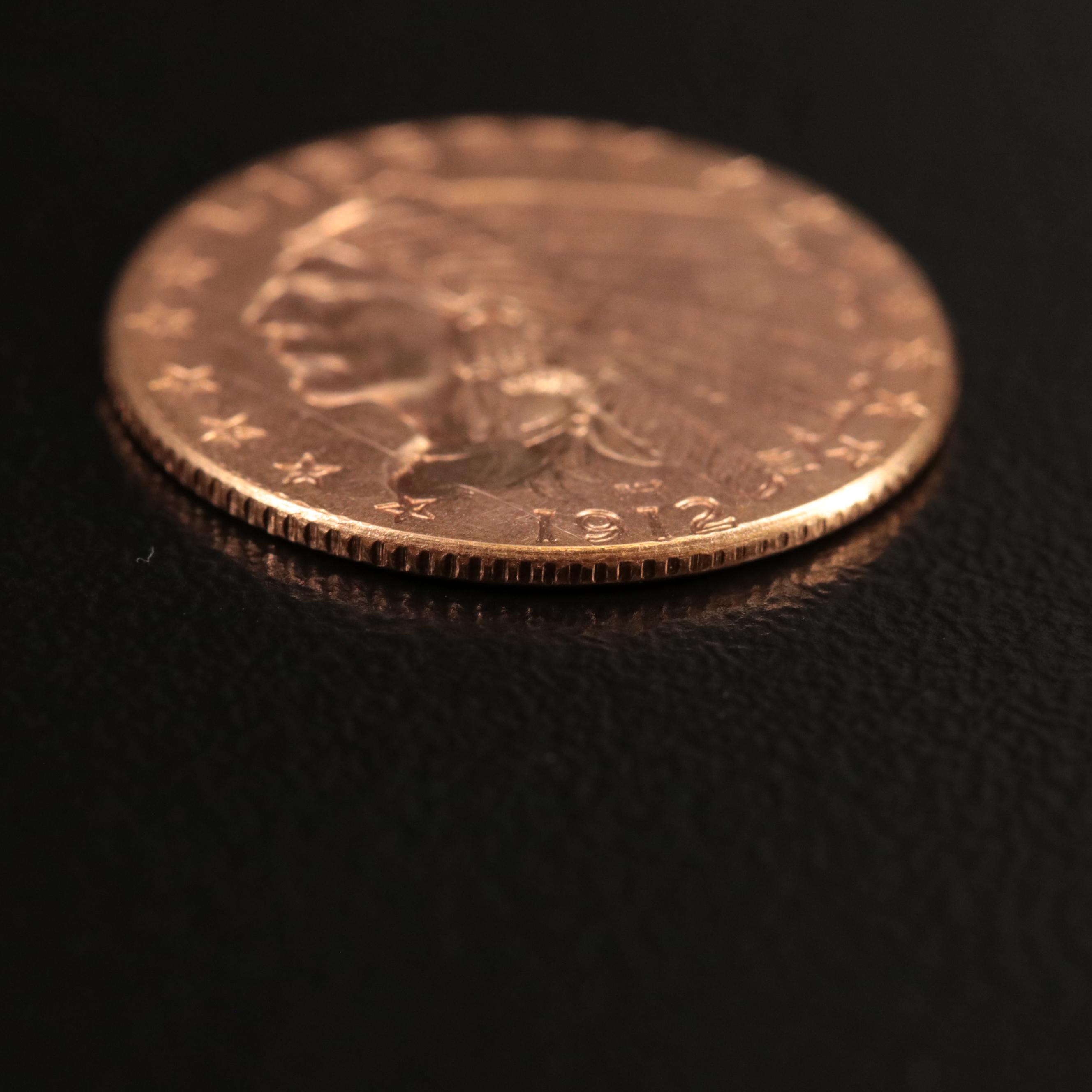 1912 Indian $2 1/2 Gold Coin