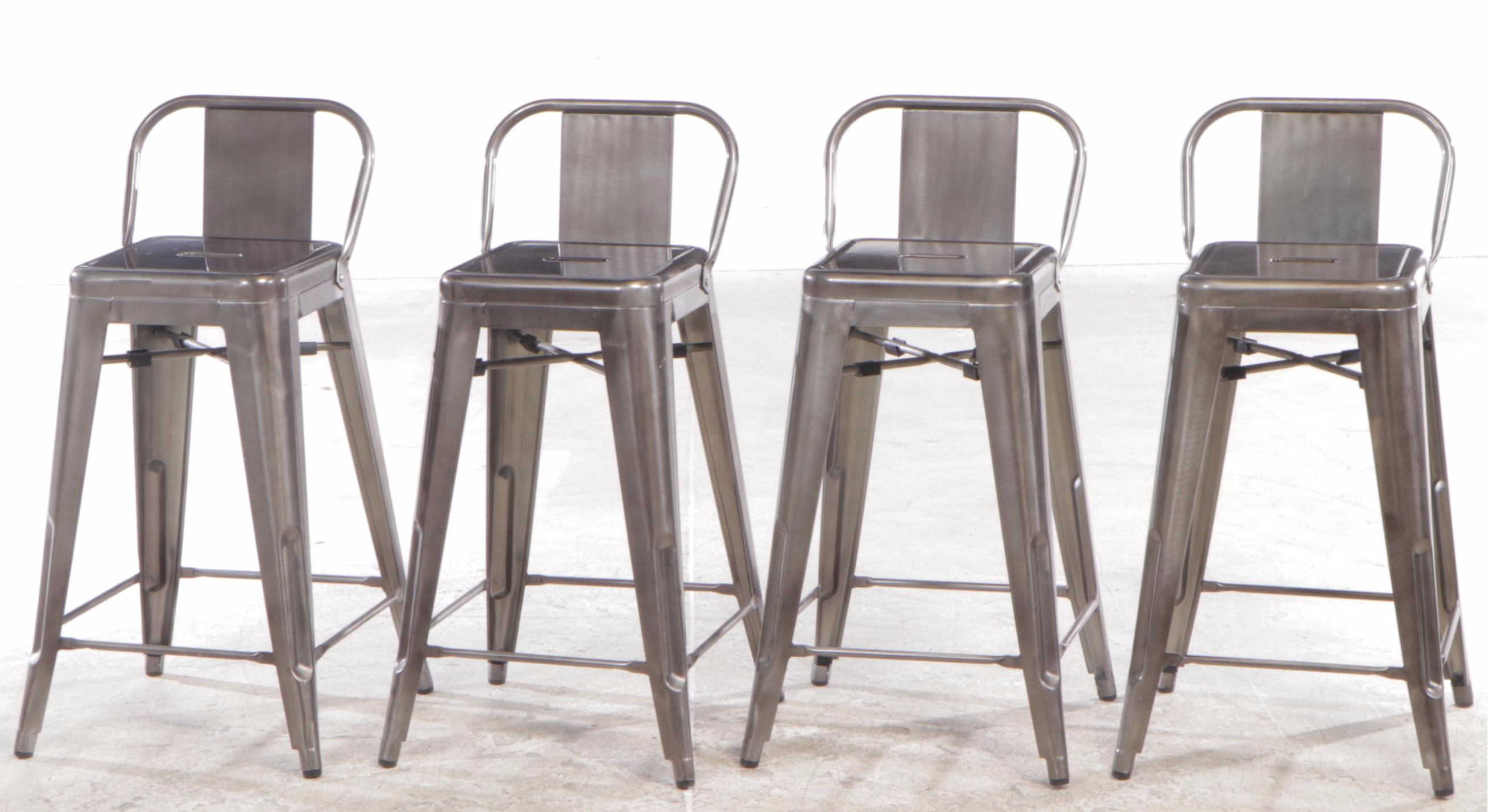 Four Industrial Style Steel Counter Stools