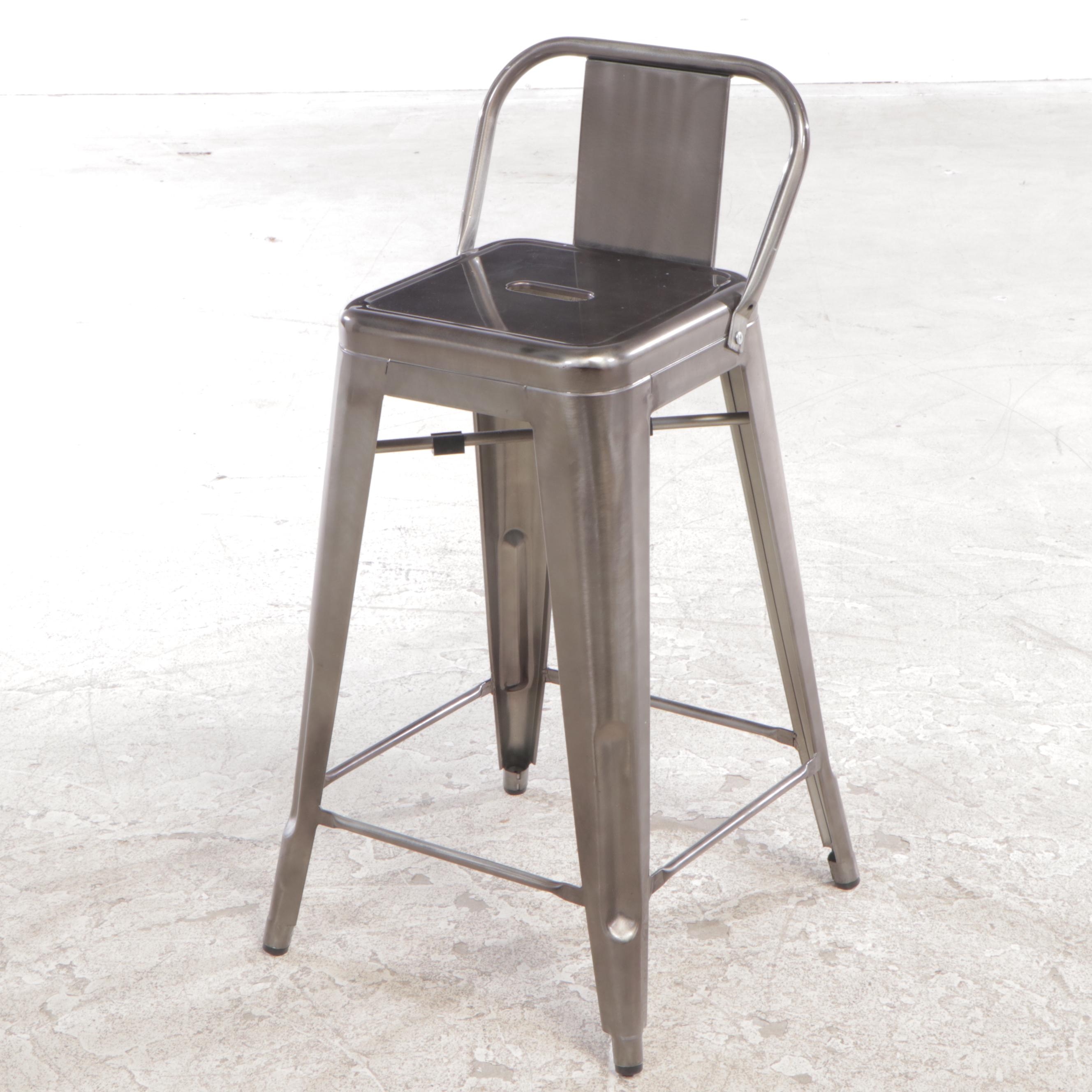 Four Industrial Style Steel Counter Stools