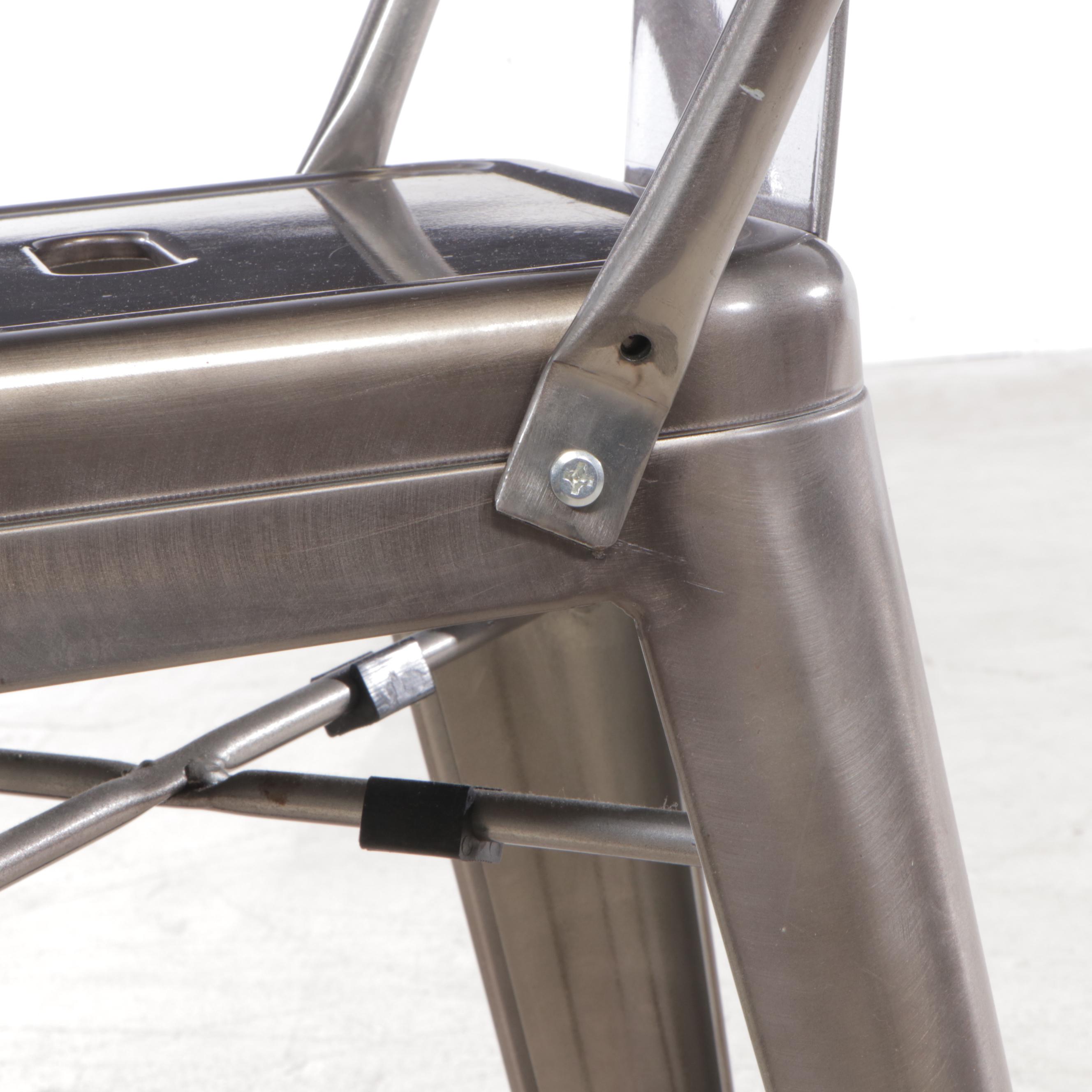 Four Industrial Style Steel Counter Stools