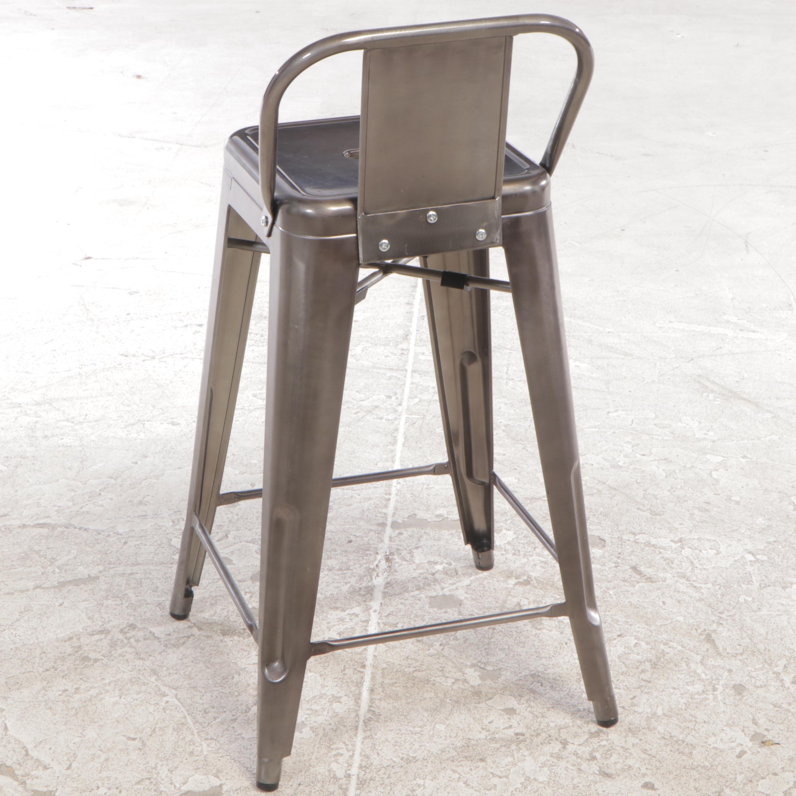 Four Industrial Style Steel Counter Stools