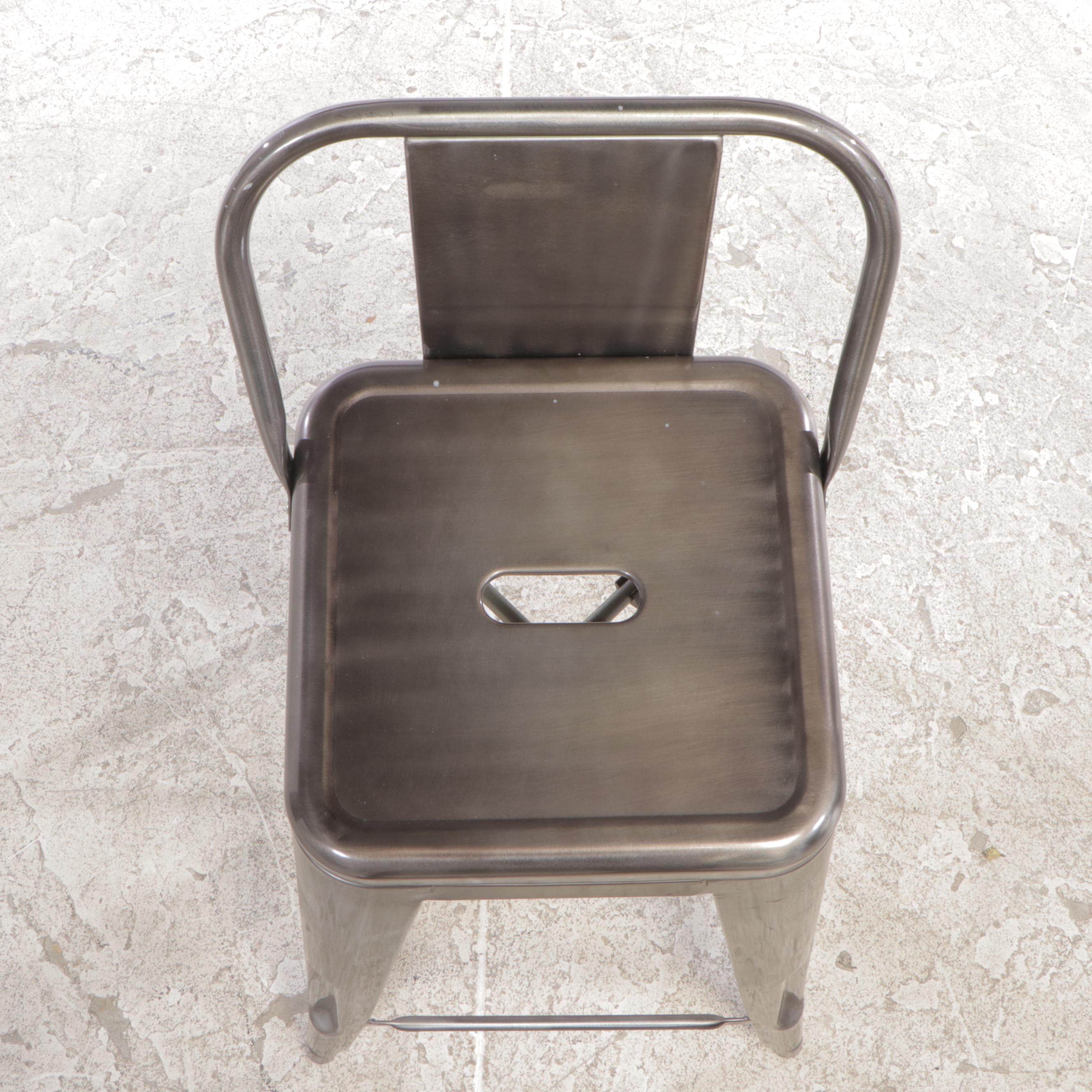 Four Industrial Style Steel Counter Stools