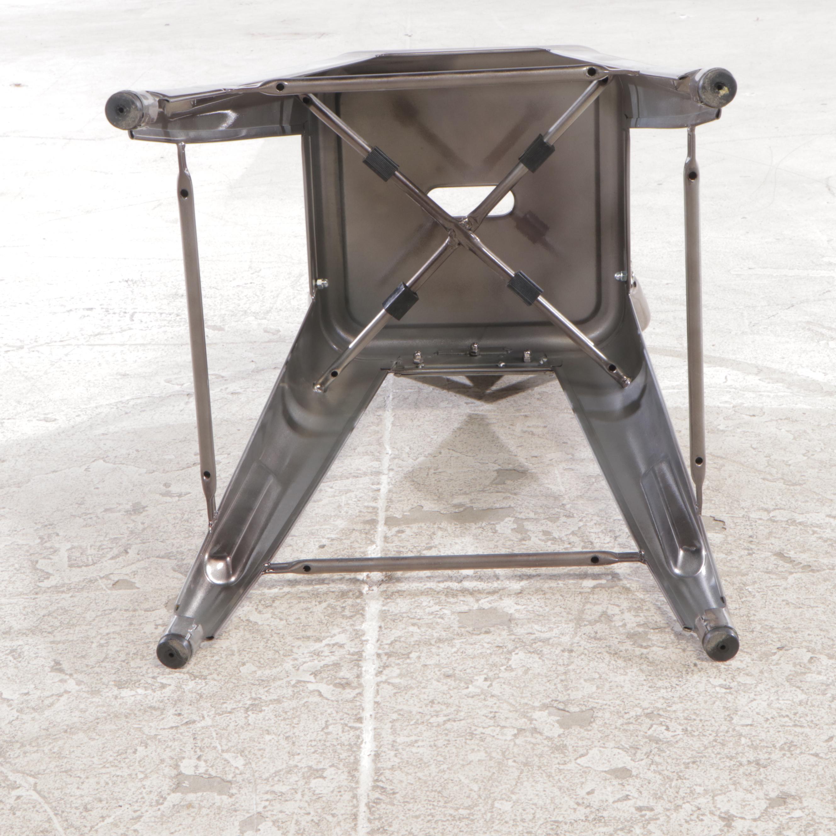 Four Industrial Style Steel Counter Stools