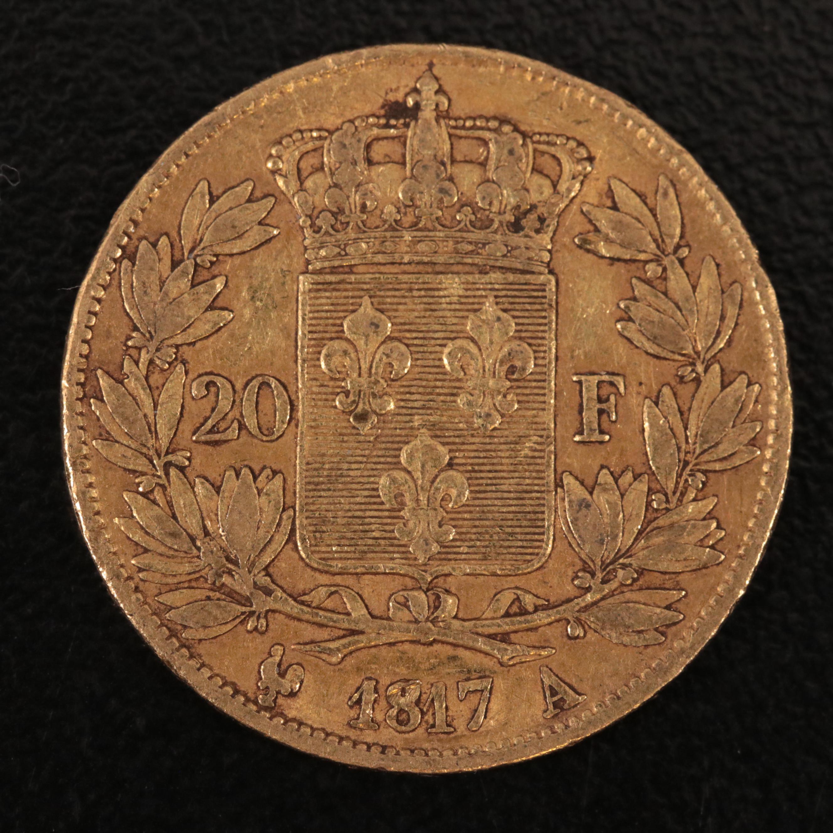 1817-A France Twenty Francs Gold Coin