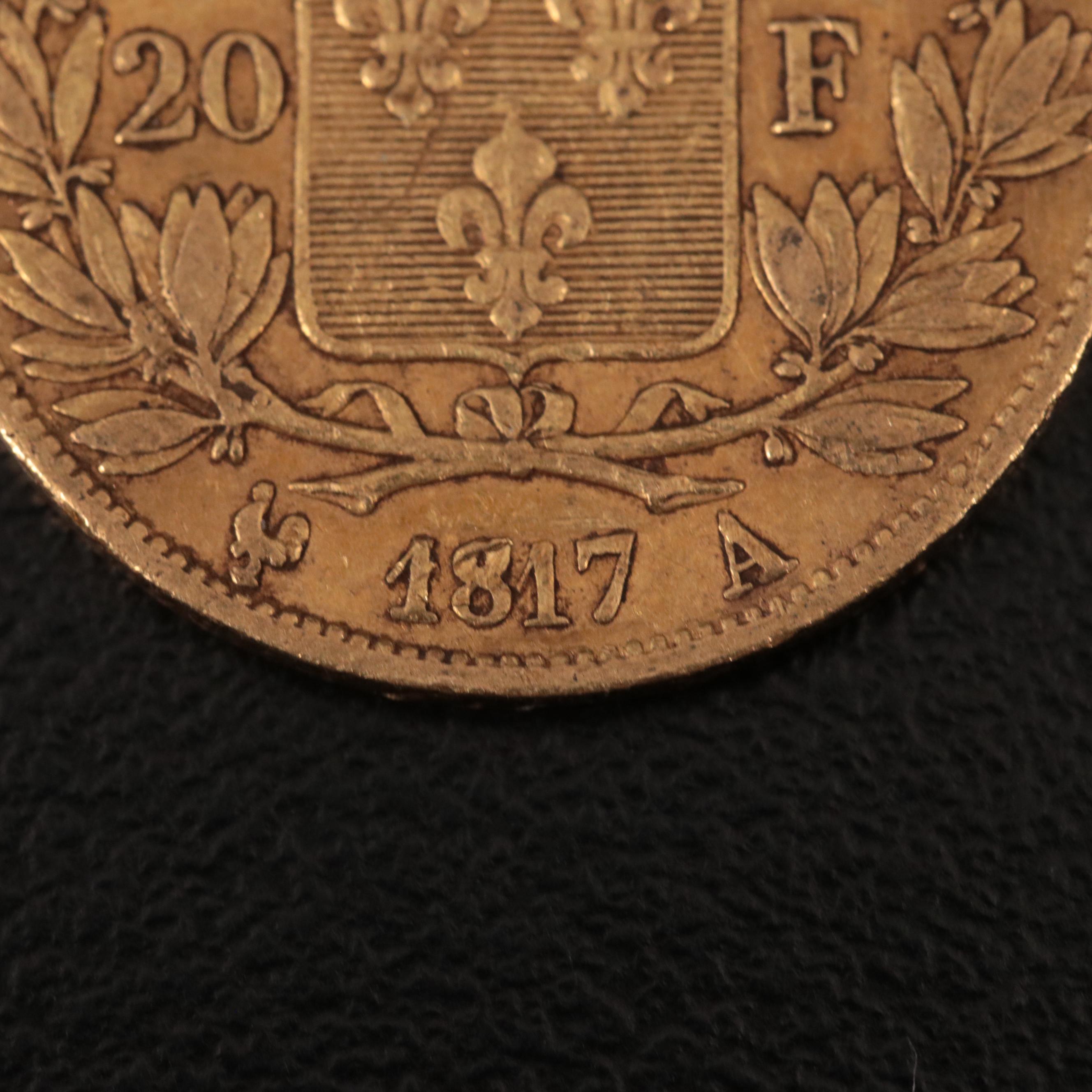 1817-A France Twenty Francs Gold Coin