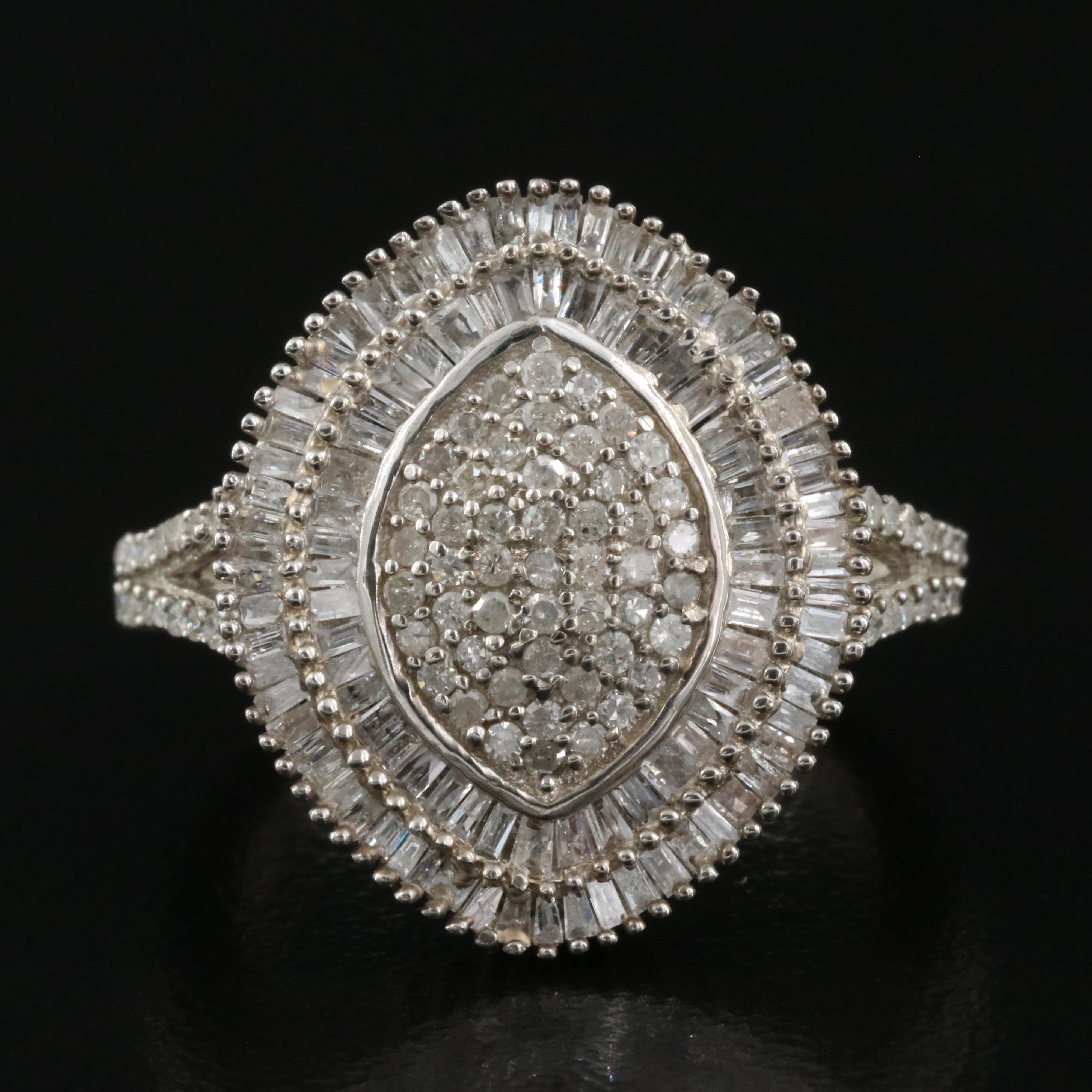 Sterling Diamond Cluster Ring
