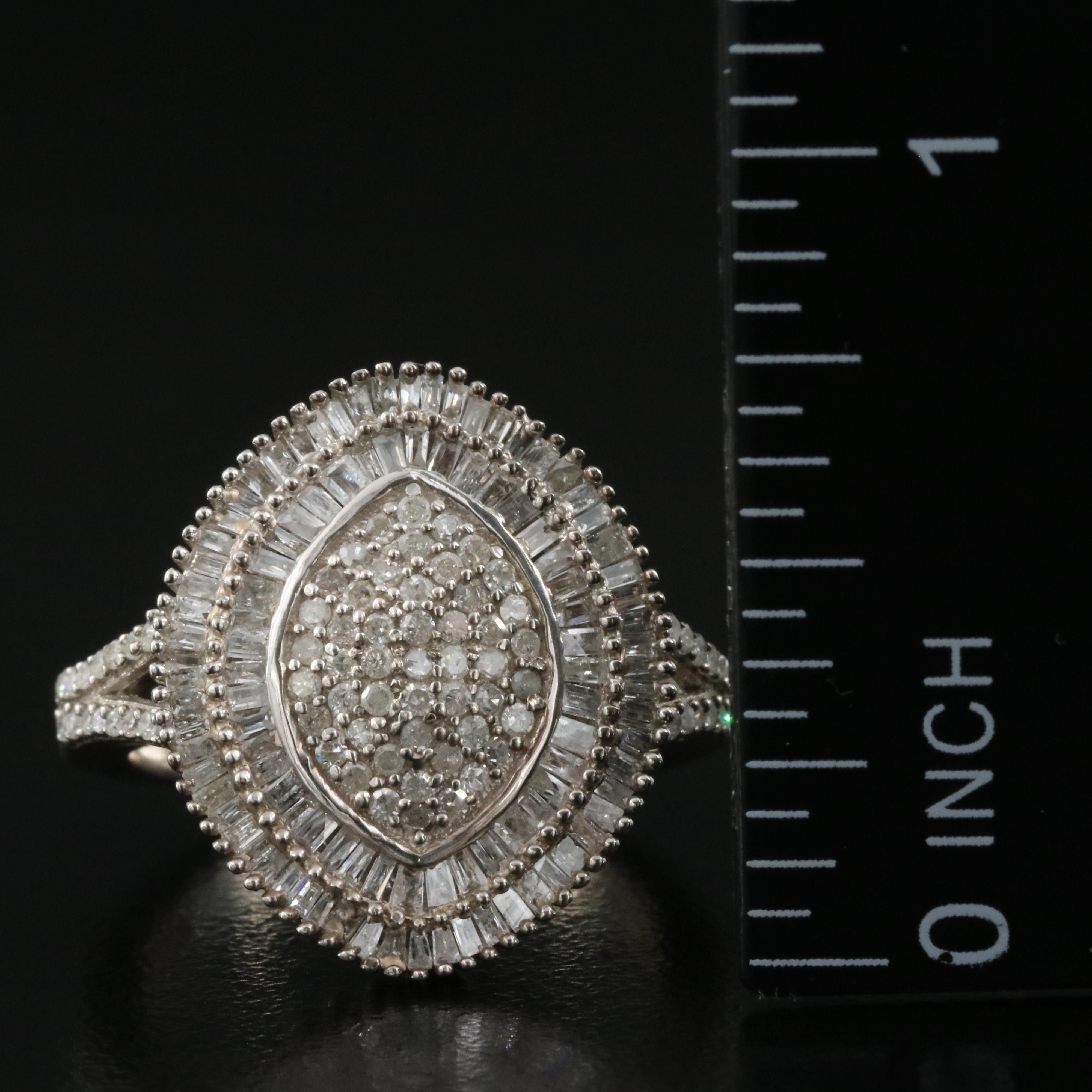 Sterling Diamond Cluster Ring