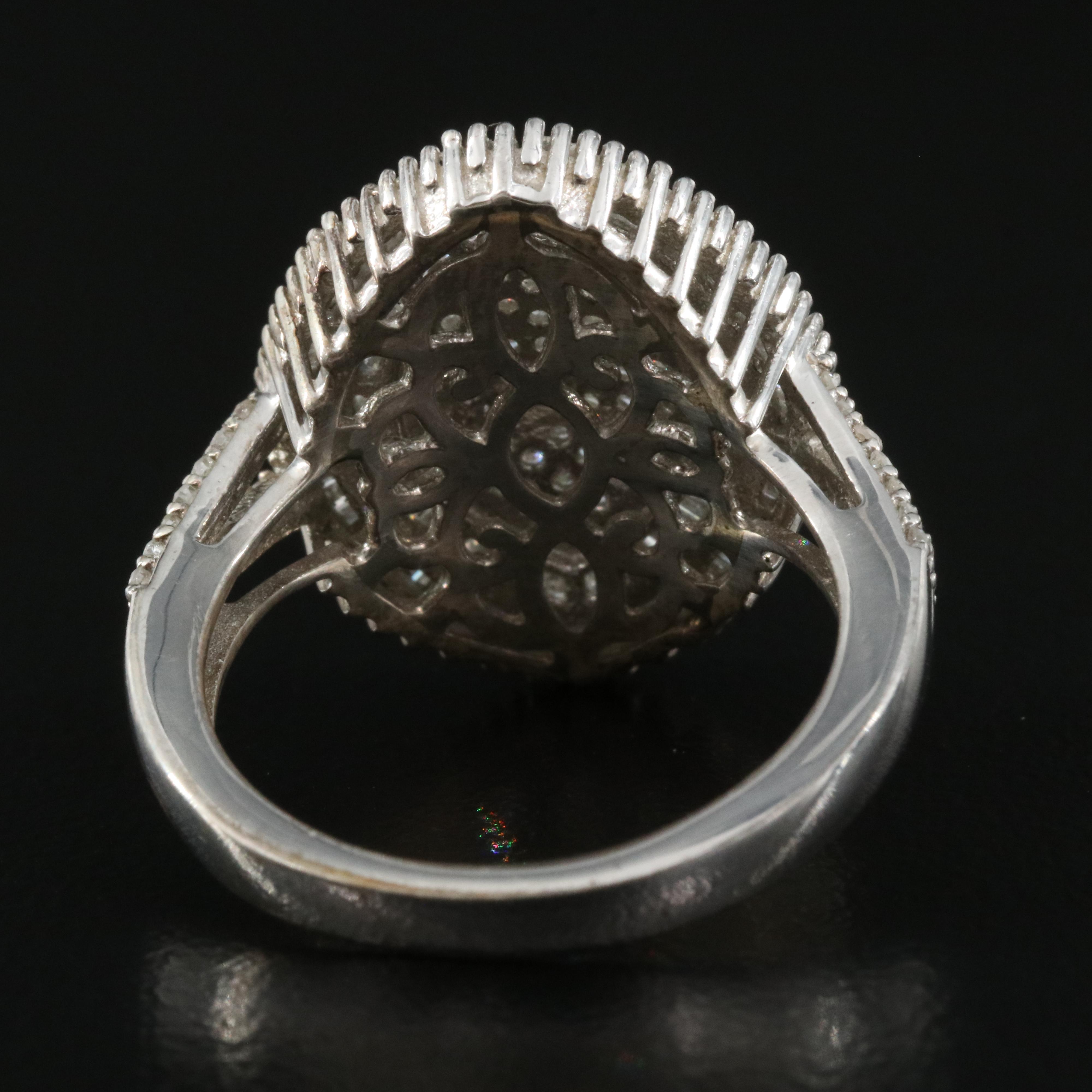 Sterling Diamond Cluster Ring