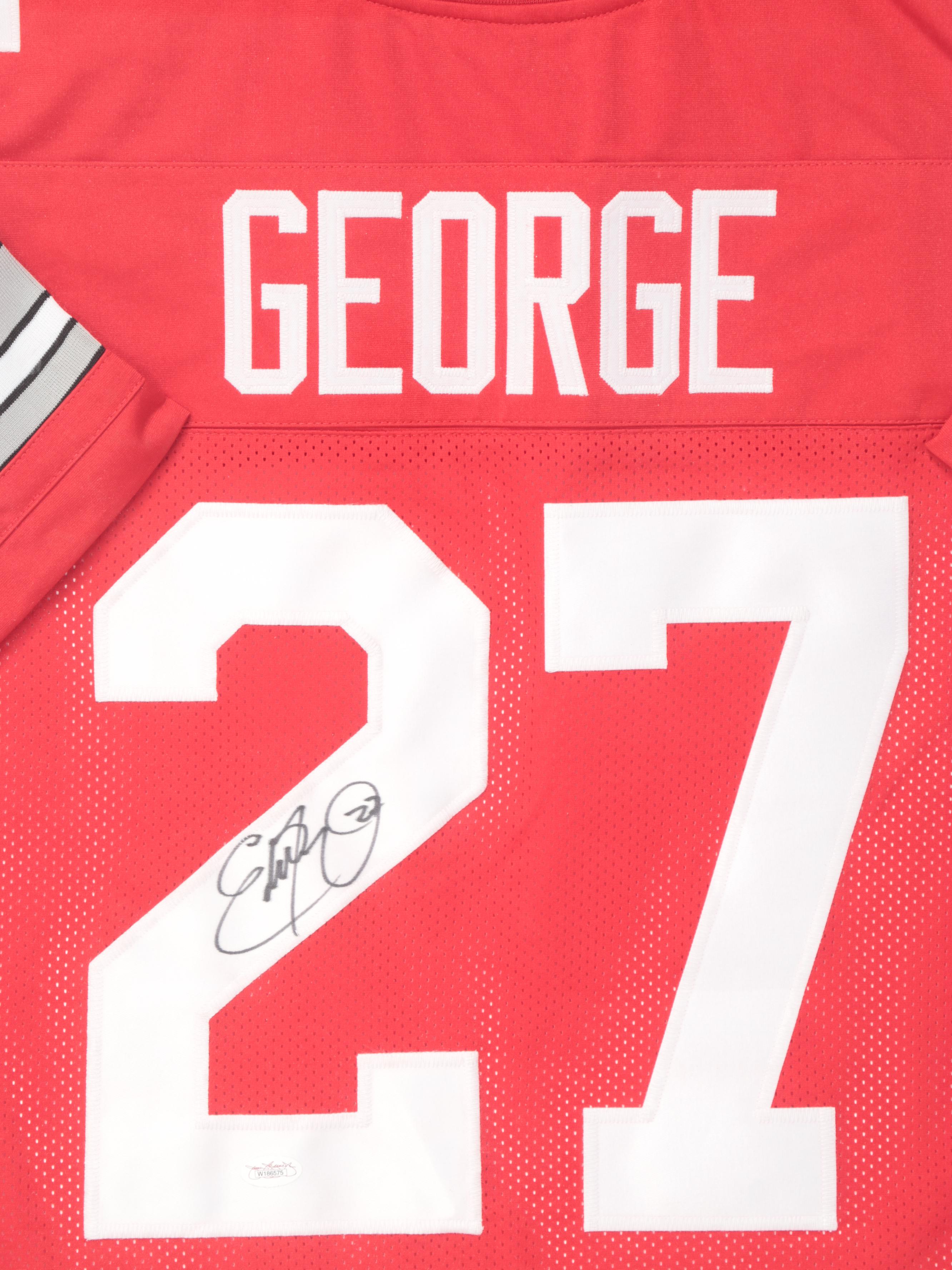 Eddie George Signed Ohio State University Hall of Fame Football Jersey in Frame