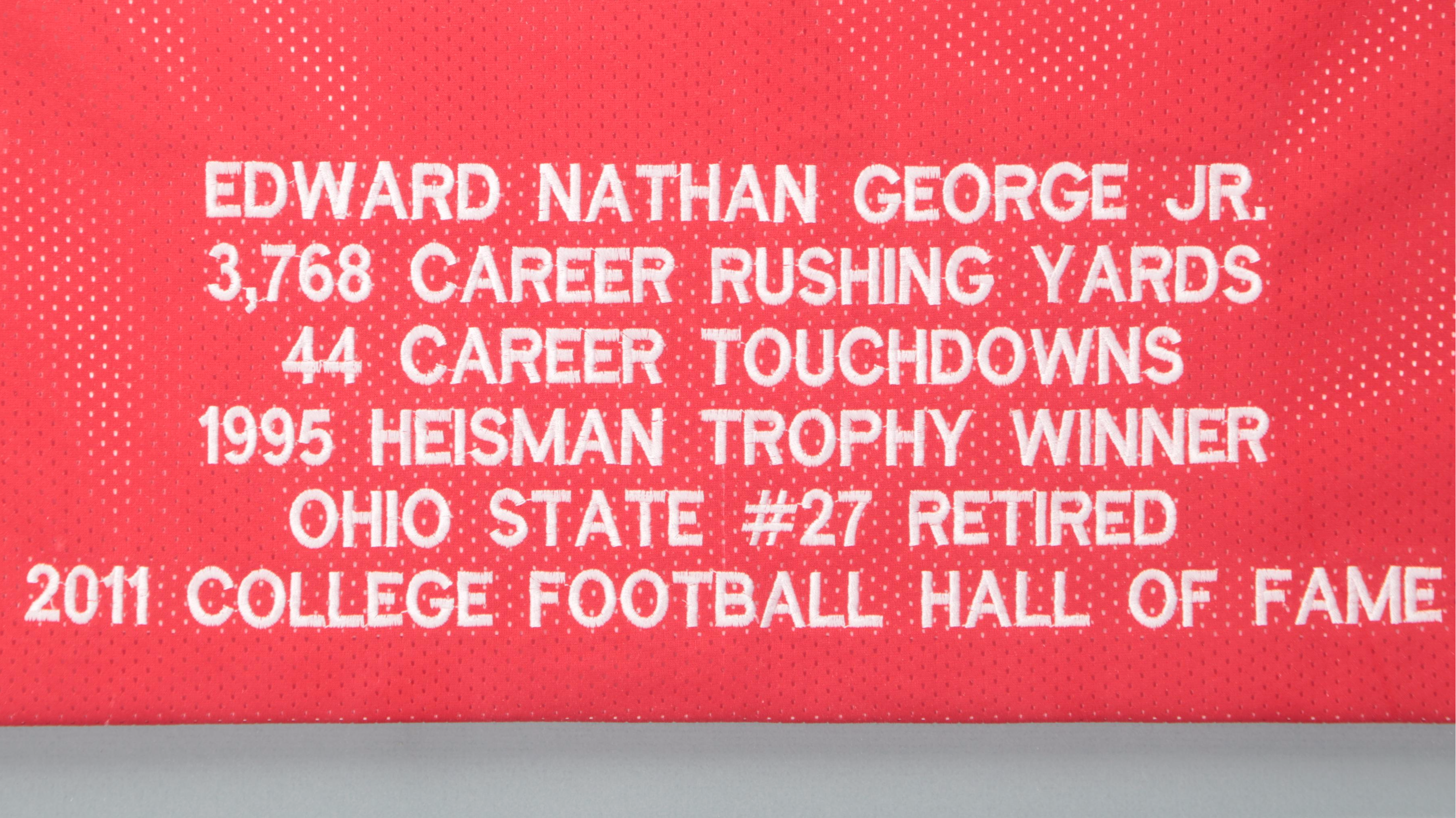 Eddie George Signed Ohio State University Hall of Fame Football Jersey in Frame