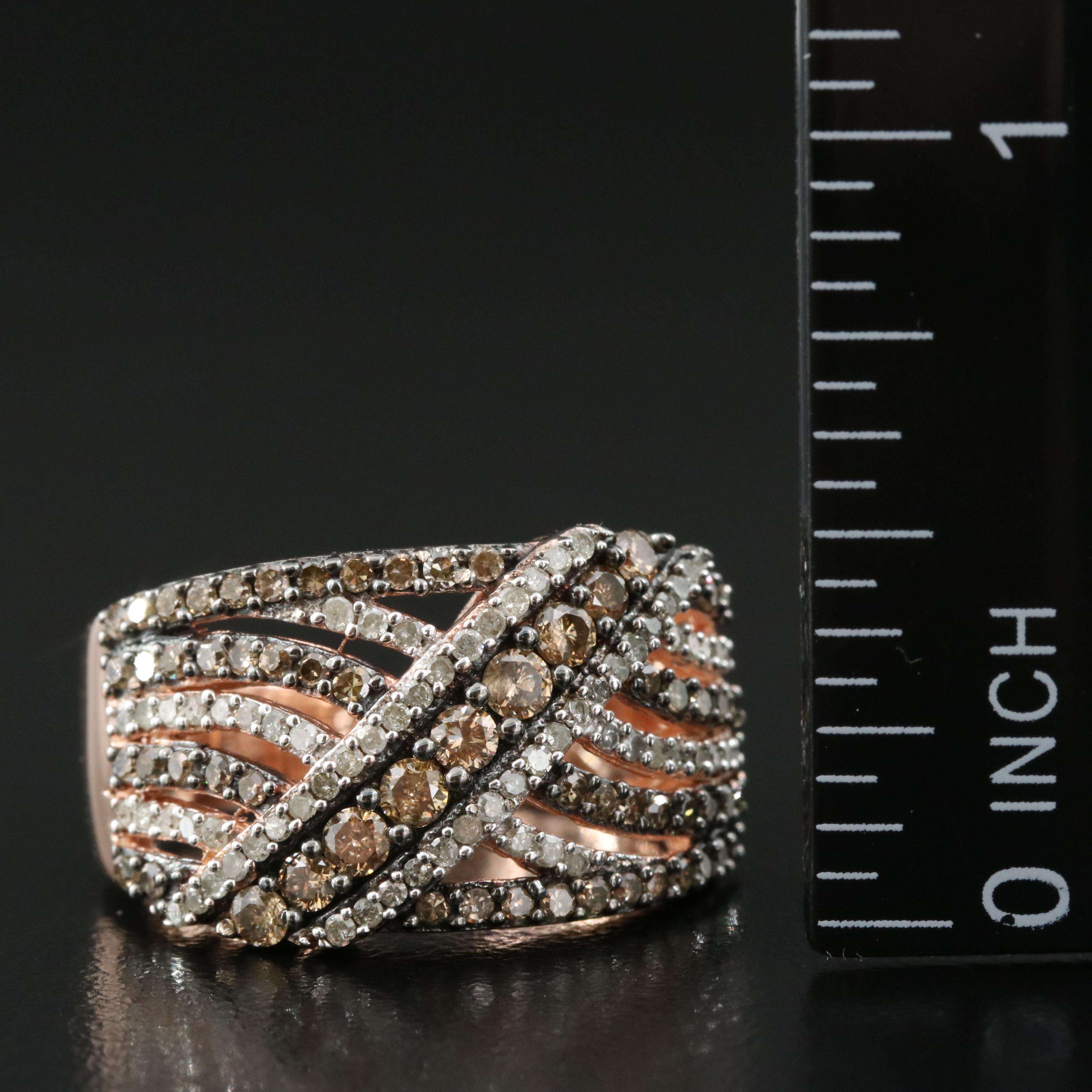 Sterling 1.17 CTW Diamond Crossover Ring