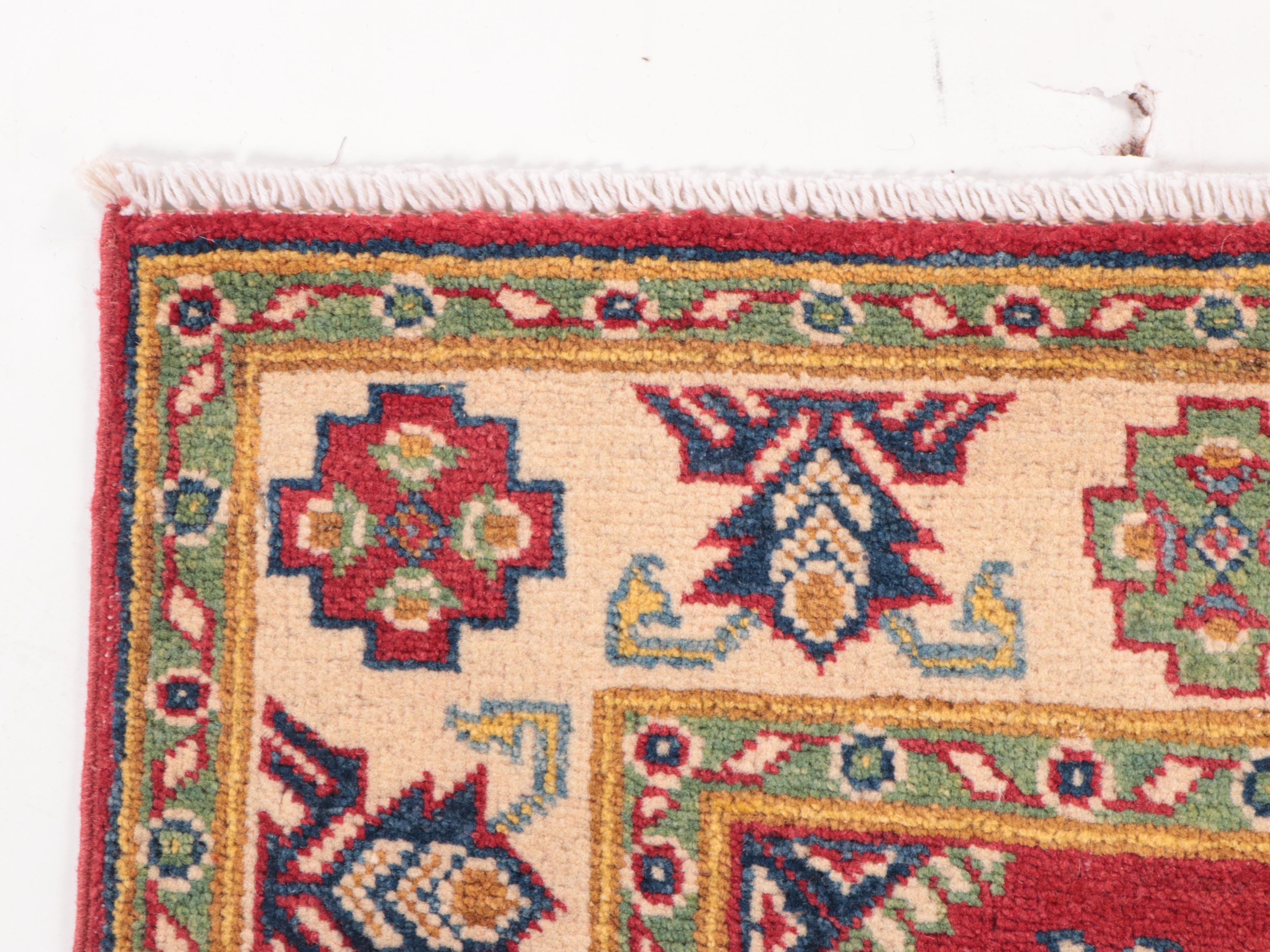 3'2 x 5' Hand-Knotted Pakistani Kazak Style Area Rug