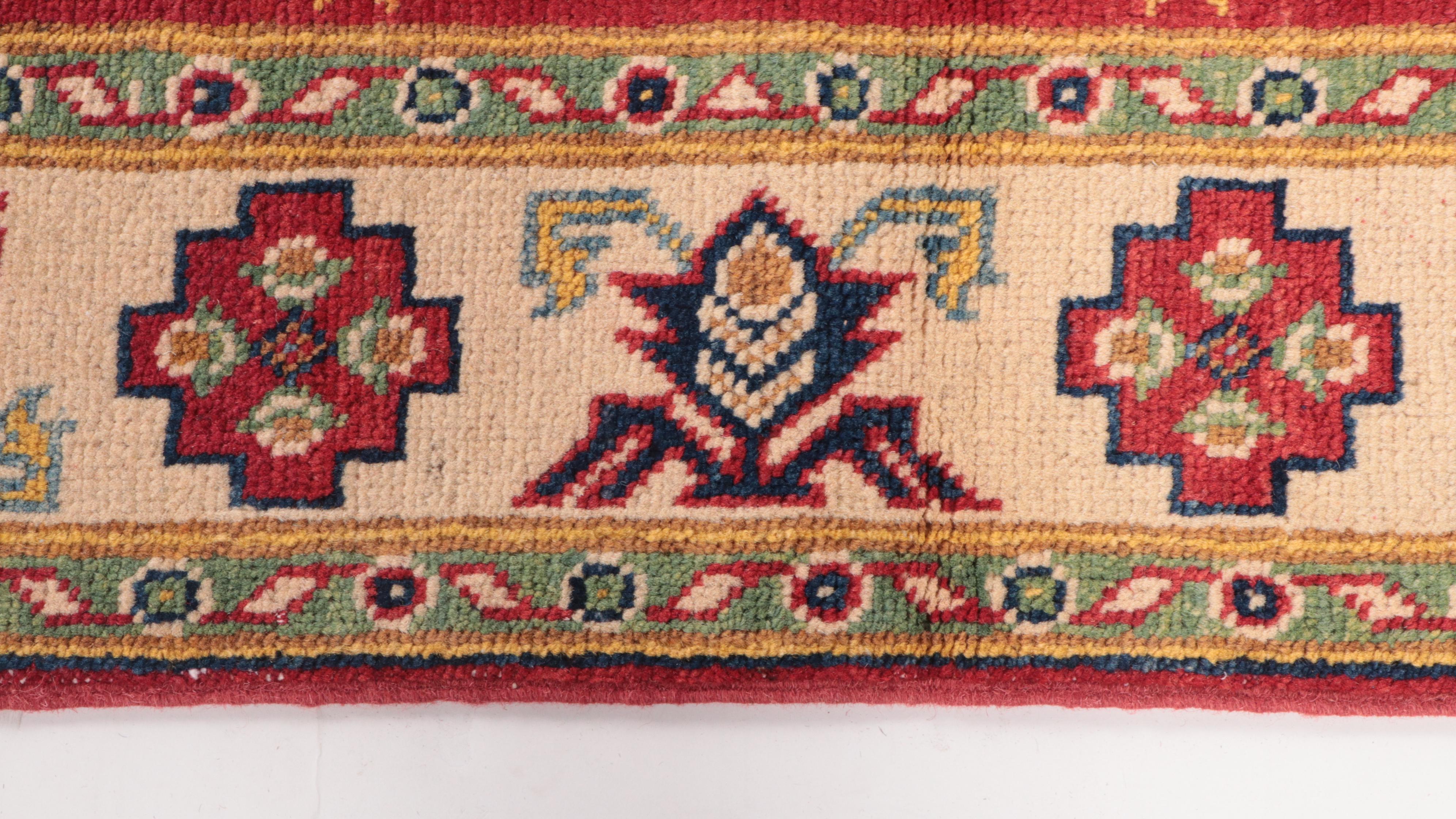 3'2 x 5' Hand-Knotted Pakistani Kazak Style Area Rug