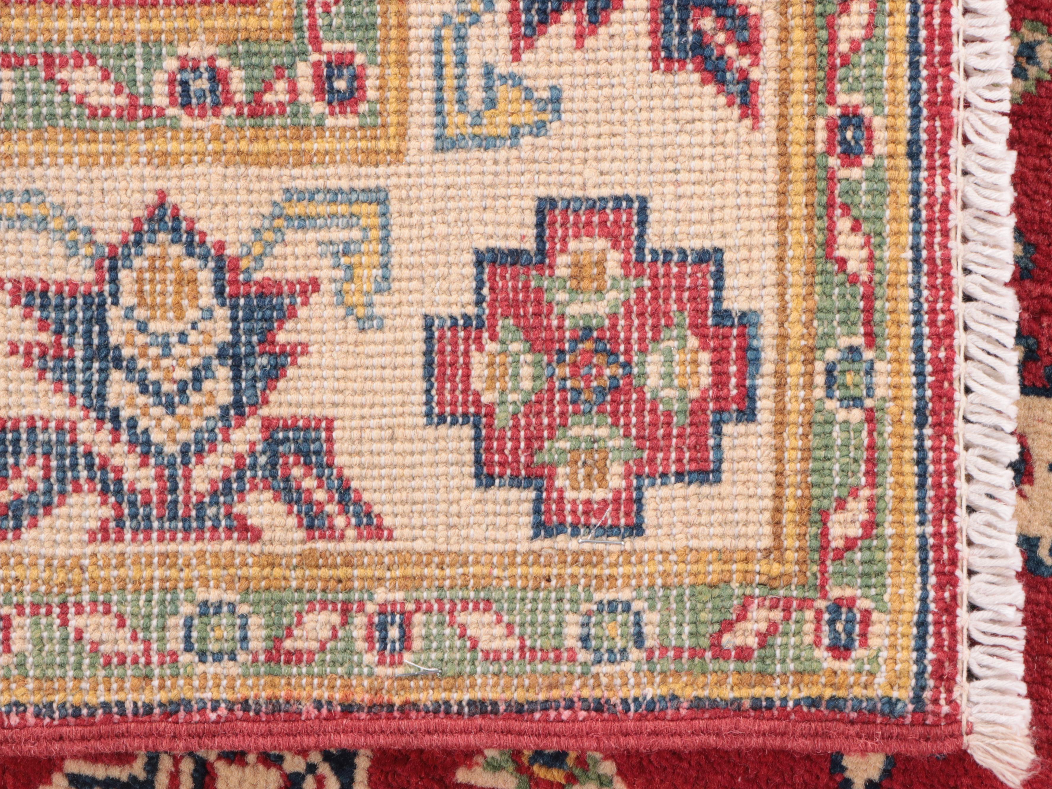 3'2 x 5' Hand-Knotted Pakistani Kazak Style Area Rug