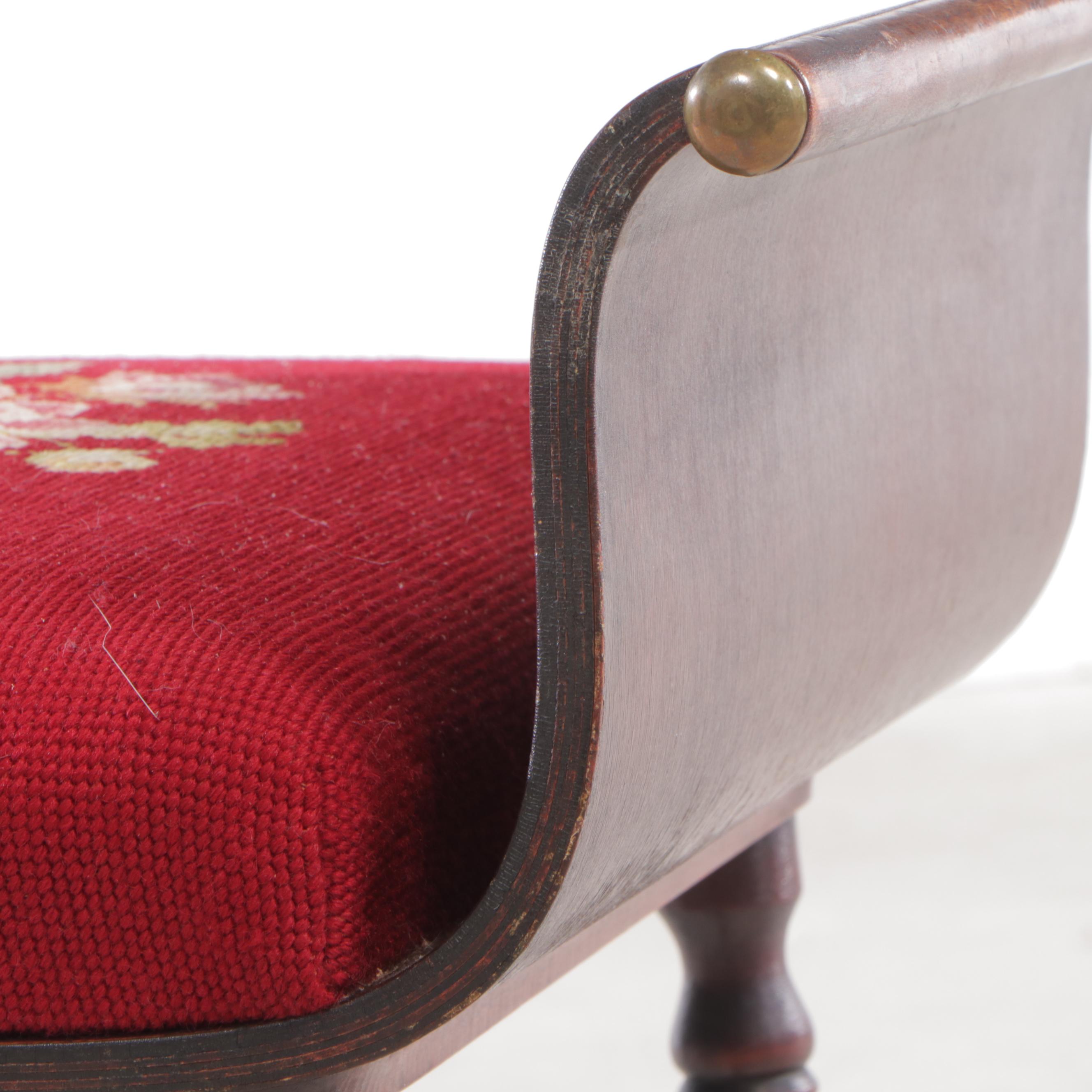 Classical Style Mahogany-Stained and Needlepoint Stool, Early 20th Century