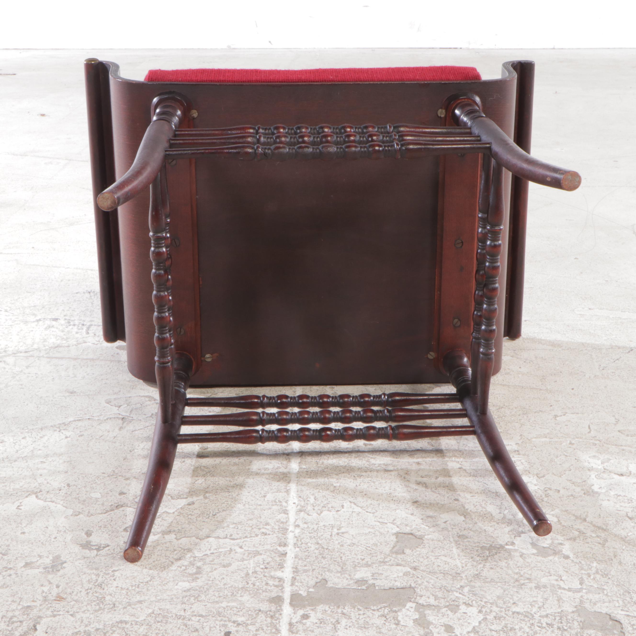 Classical Style Mahogany-Stained and Needlepoint Stool, Early 20th Century