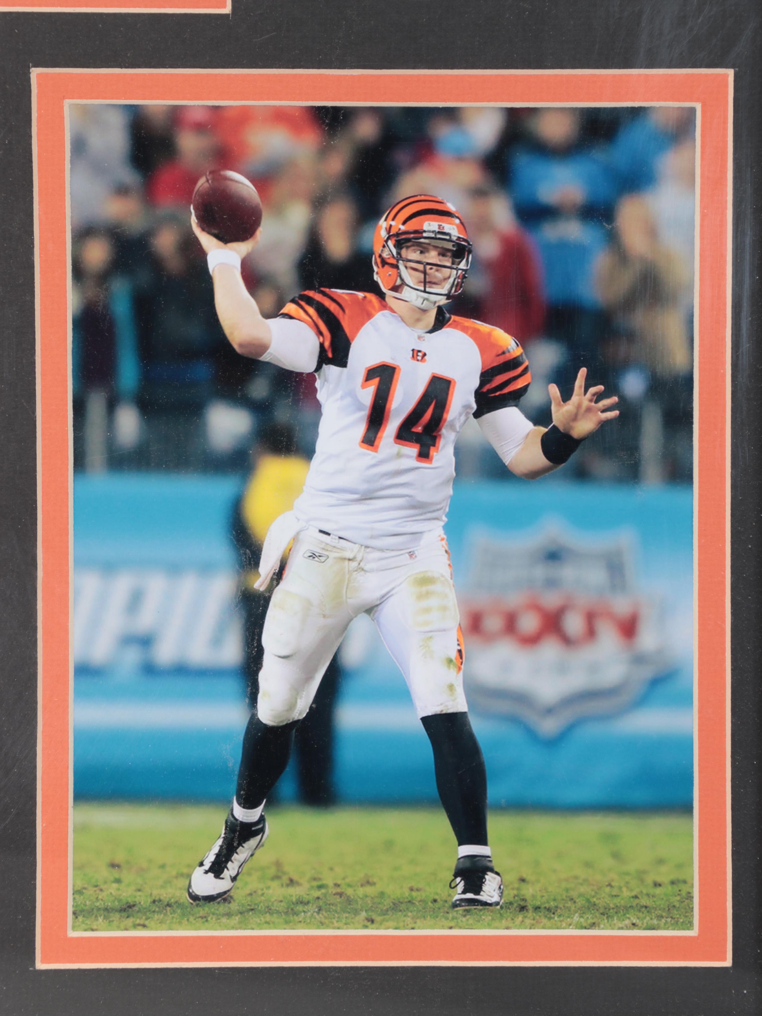 Cincinnati Bengals Andy Dalton Signed Jersey with Cards and Print in Mat Frame