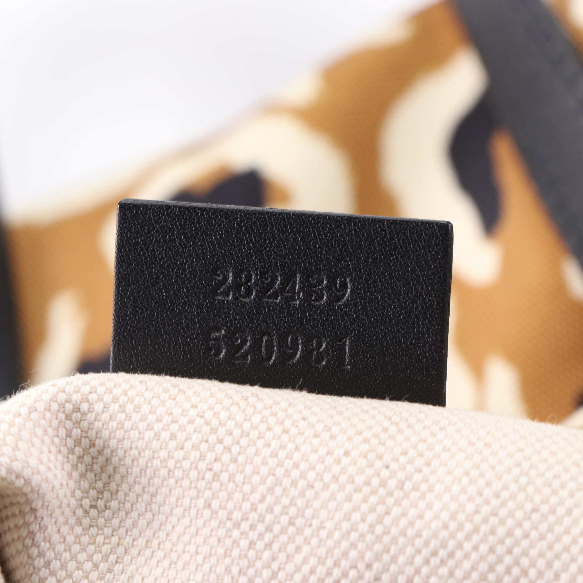 Gucci Tote Bag in Printed Nylon with Black Leather Trim