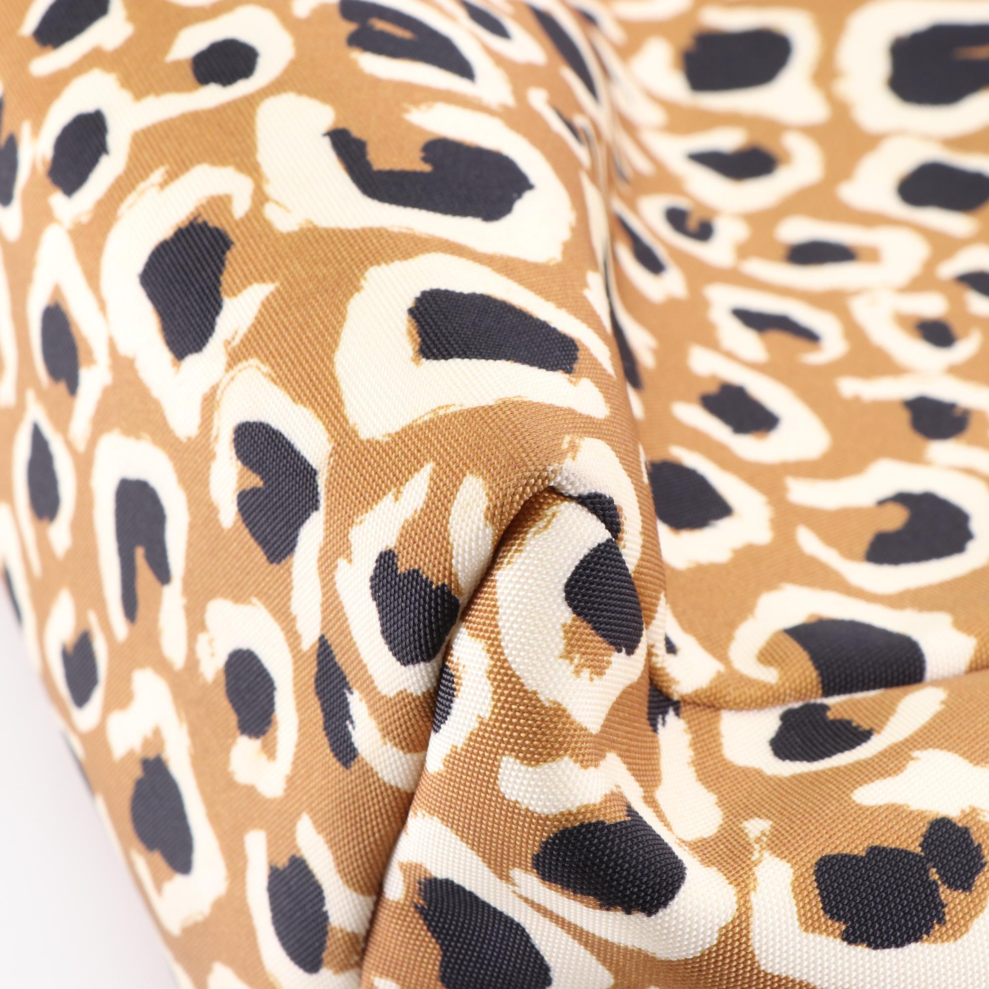 Gucci Tote Bag in Printed Nylon with Black Leather Trim