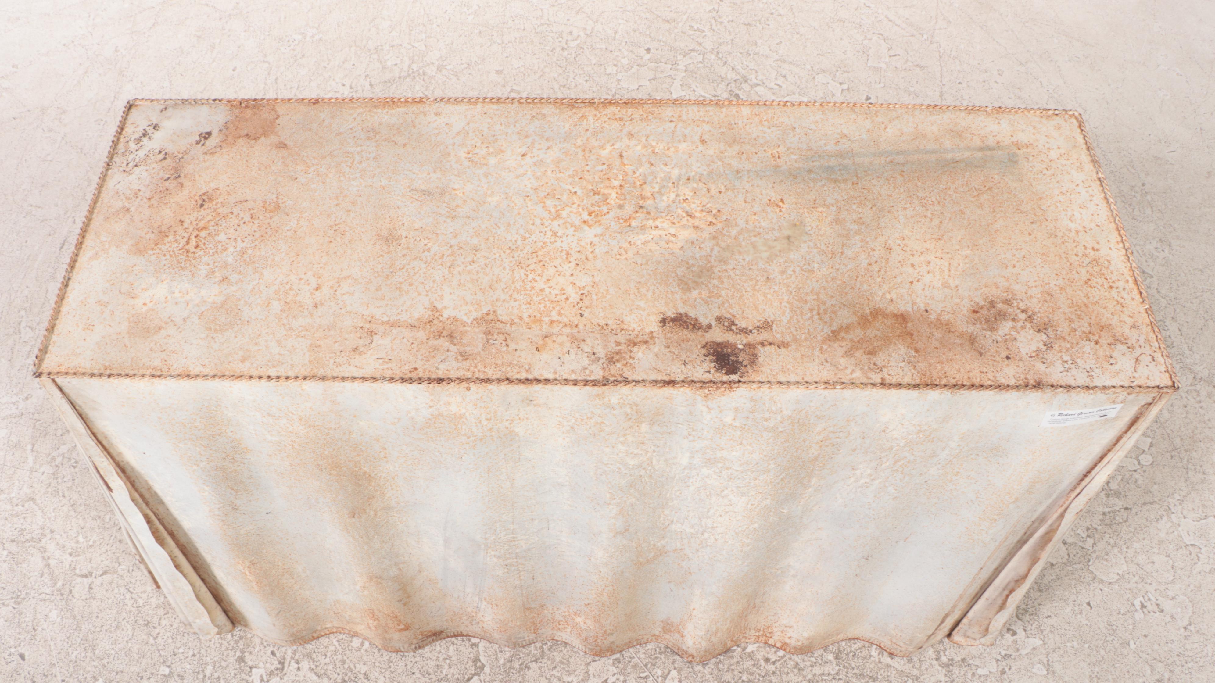 Florentine Embossed and Painted Iron Draped Table, Mid-20th Century