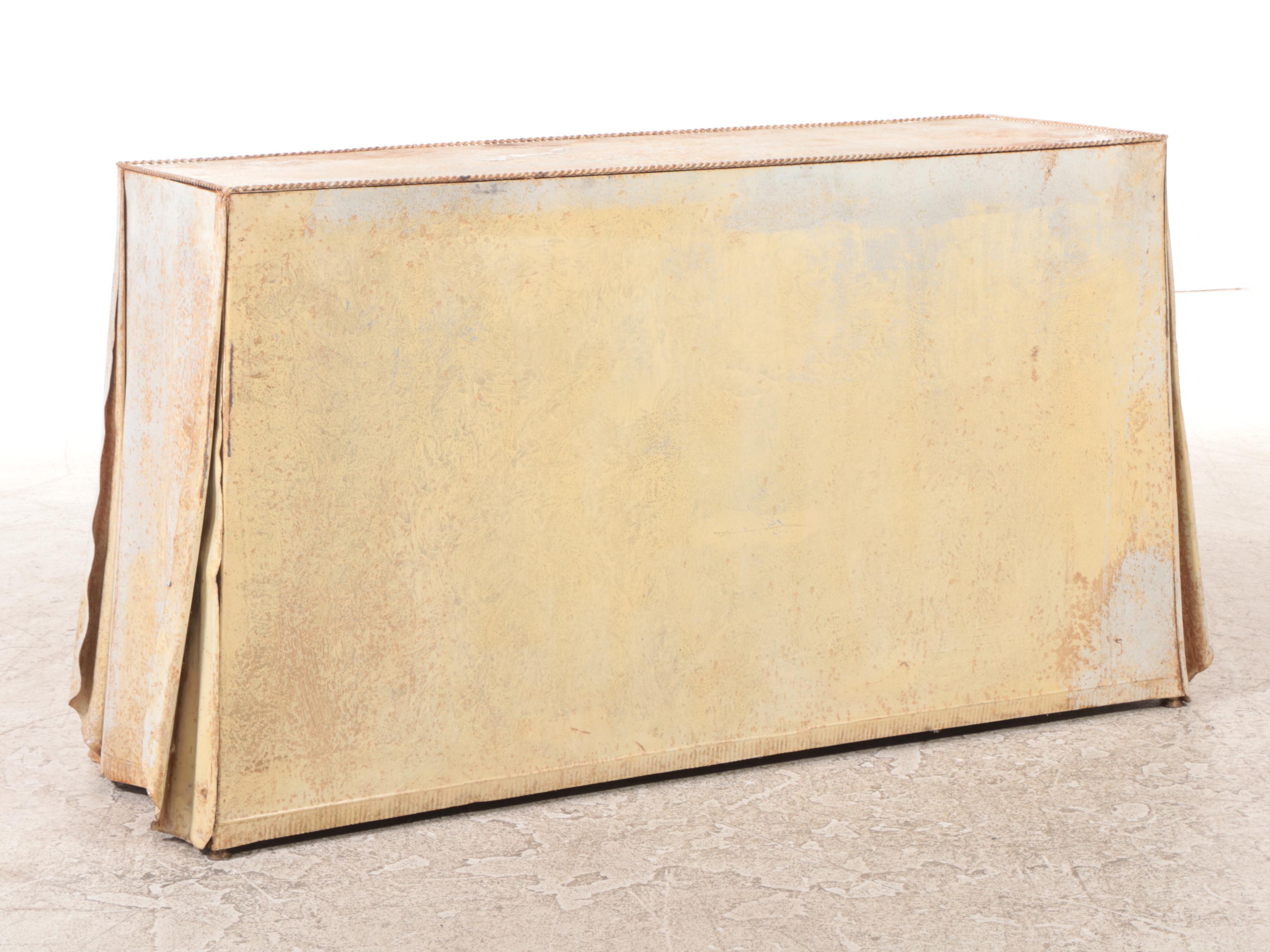 Florentine Embossed and Painted Iron Draped Table, Mid-20th Century