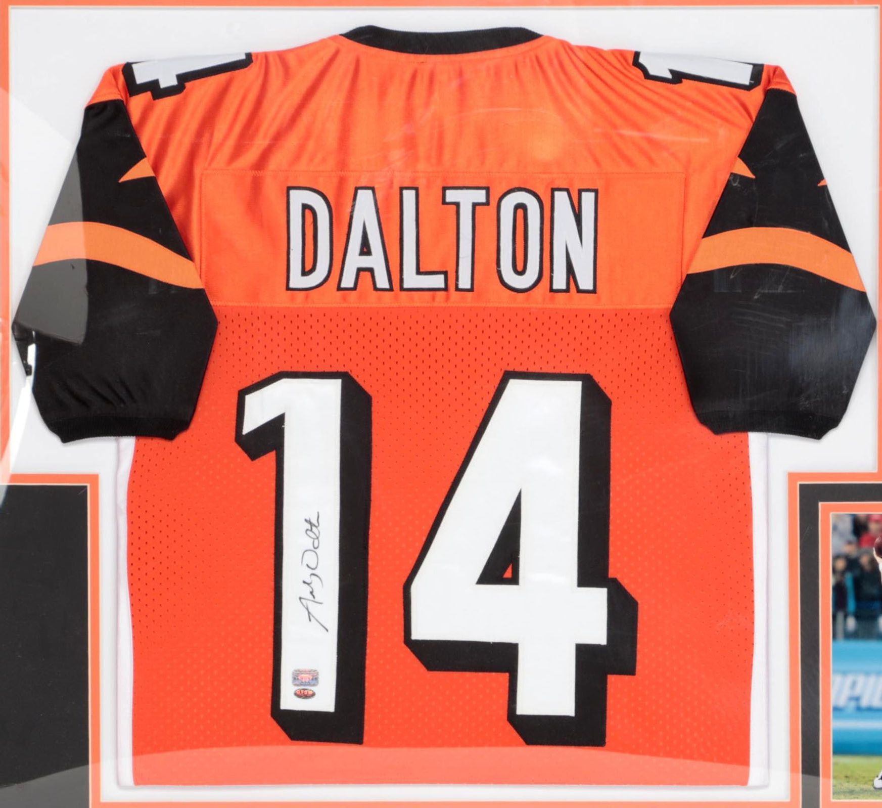 Cincinnati Bengals Andy Dalton Signed Jersey with Cards and Print in Mat Frame