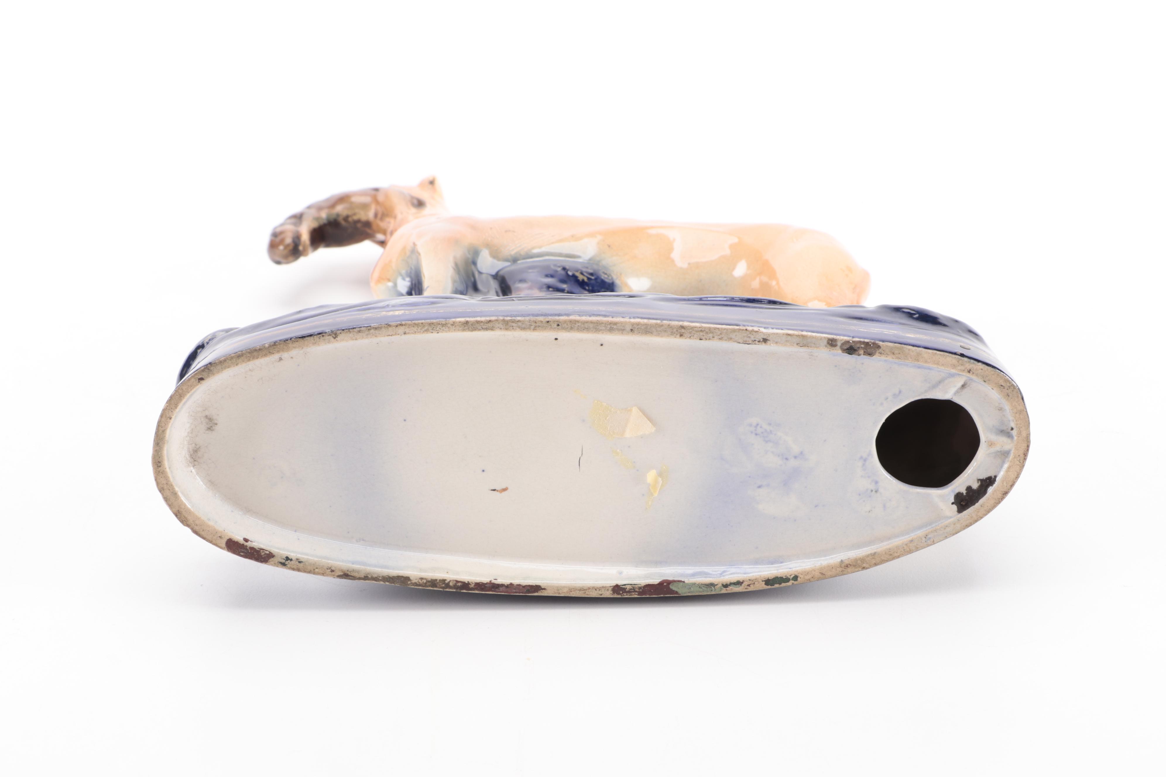 Staffordshire Style Greyhound Hunting Dog Figurine, Mid-20th Century