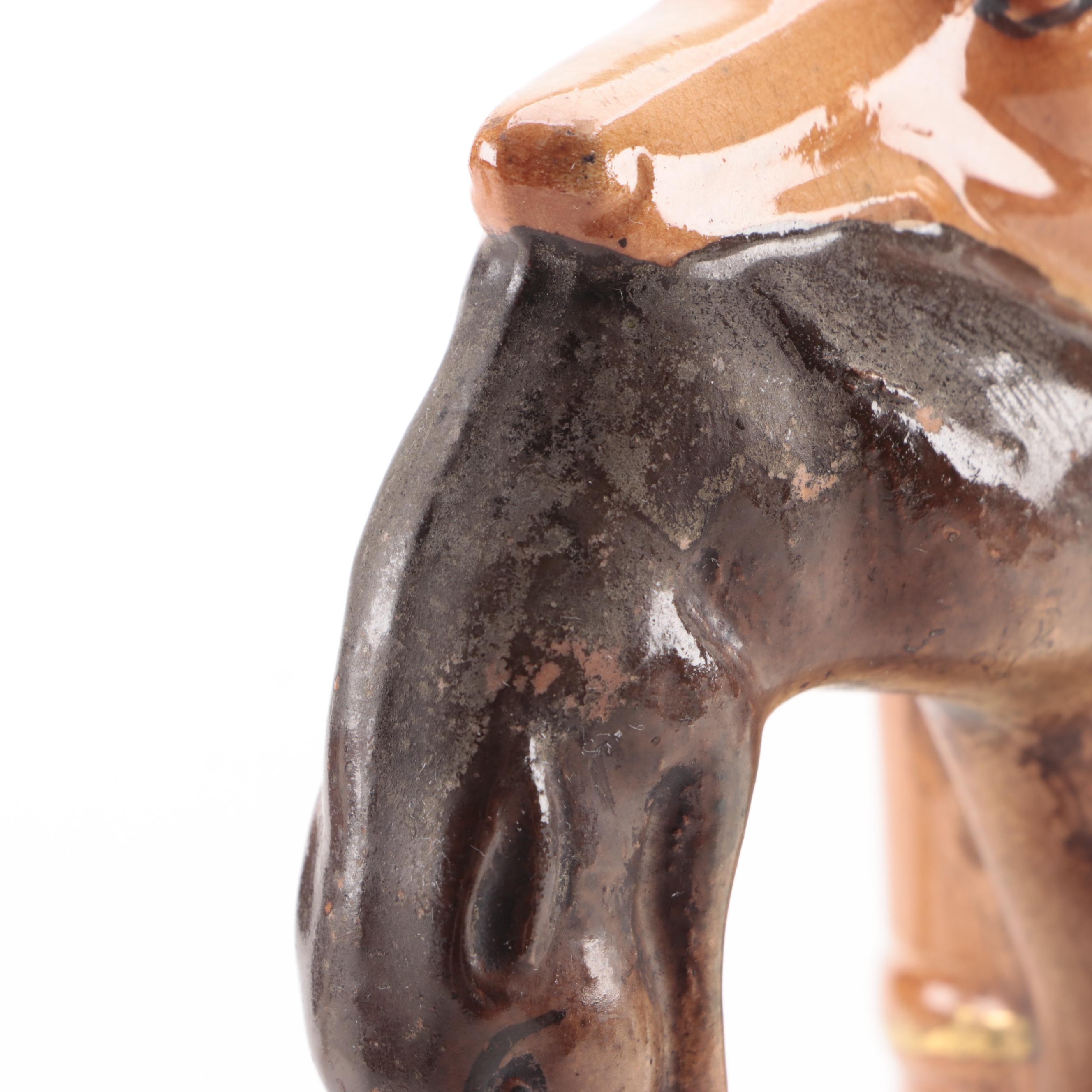 Staffordshire Style Greyhound Hunting Dog Figurine, Mid-20th Century