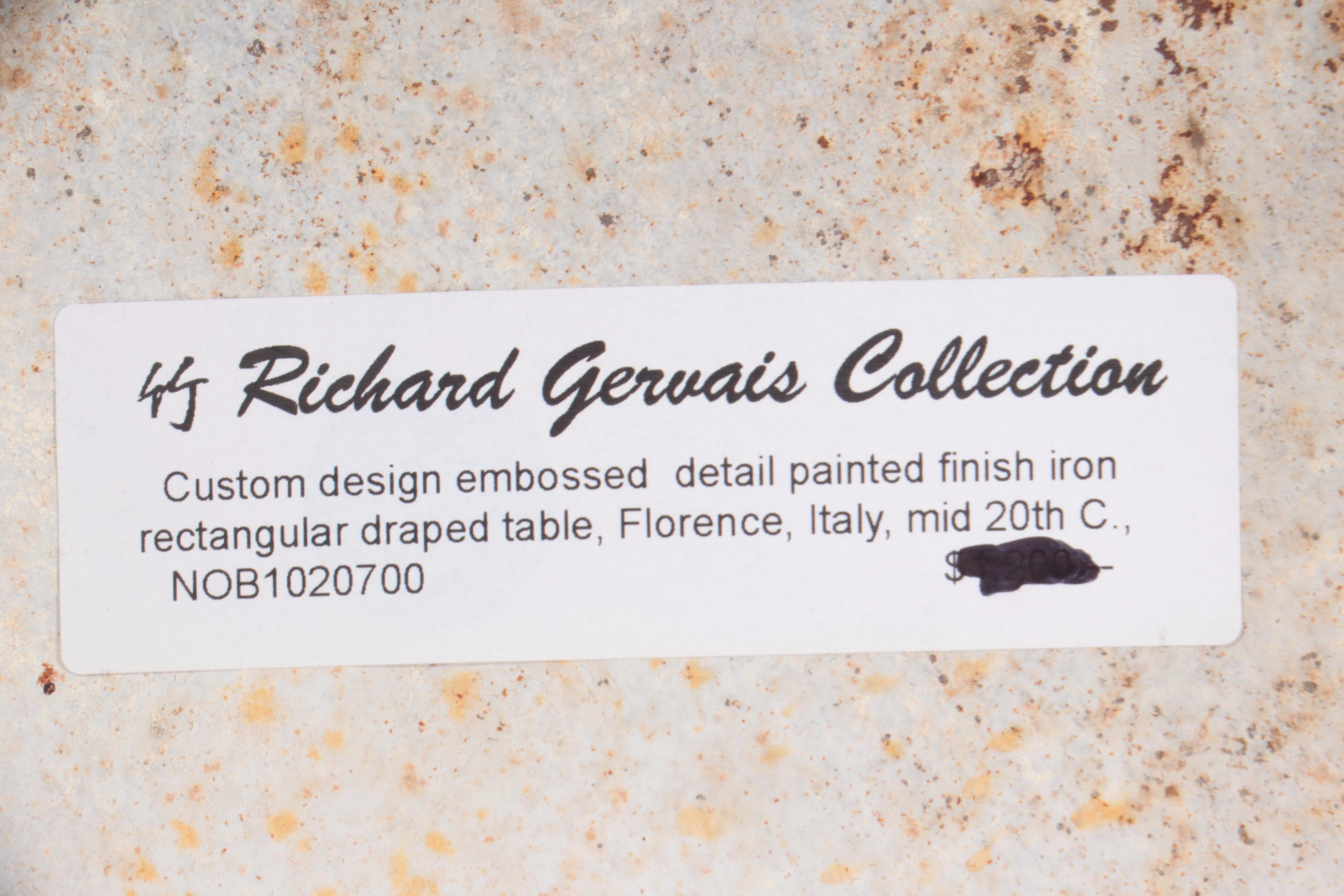 Florentine Embossed and Painted Iron Draped Table, Mid-20th Century