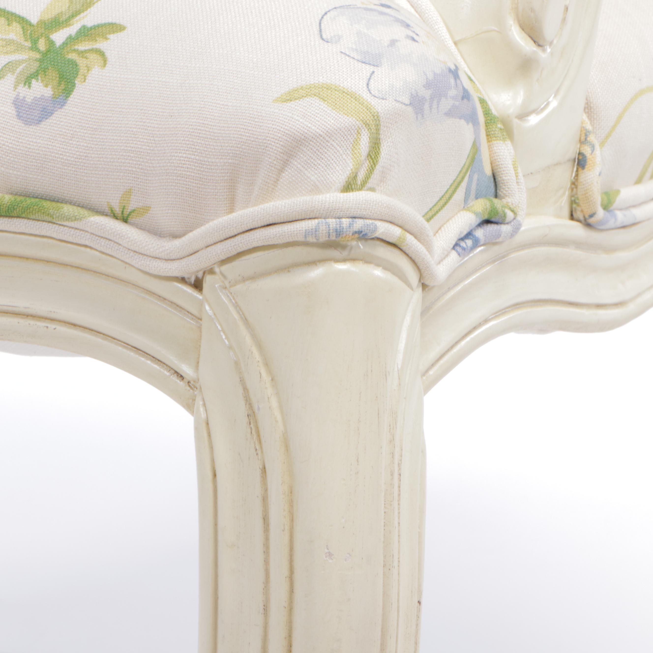 Louis XV Style Painted and Floral-Upholstered Fauteuil