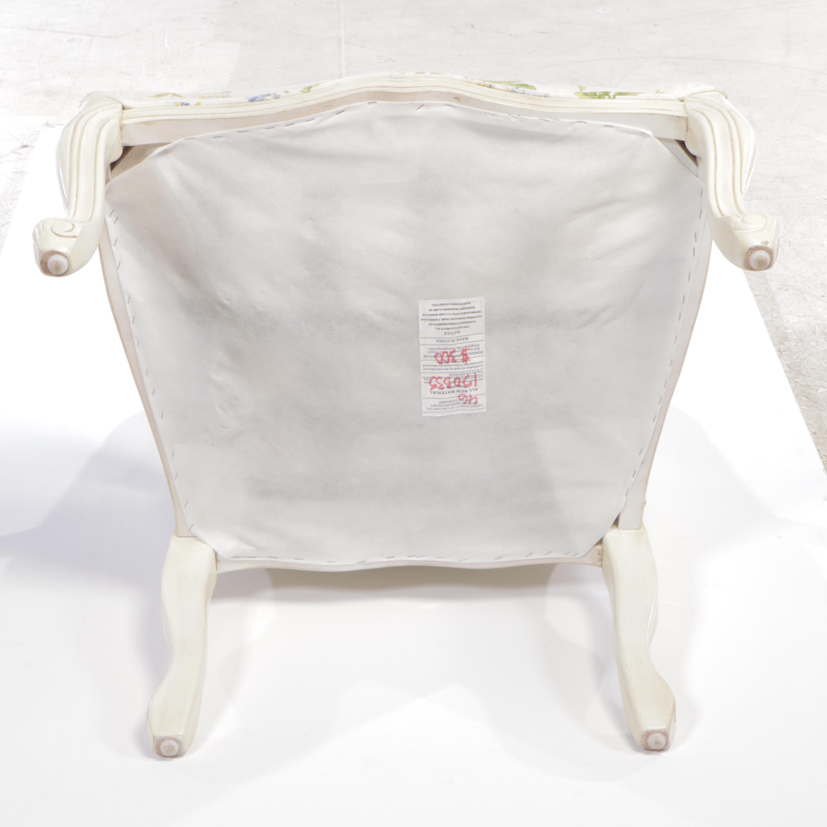 Louis XV Style Painted and Floral-Upholstered Fauteuil