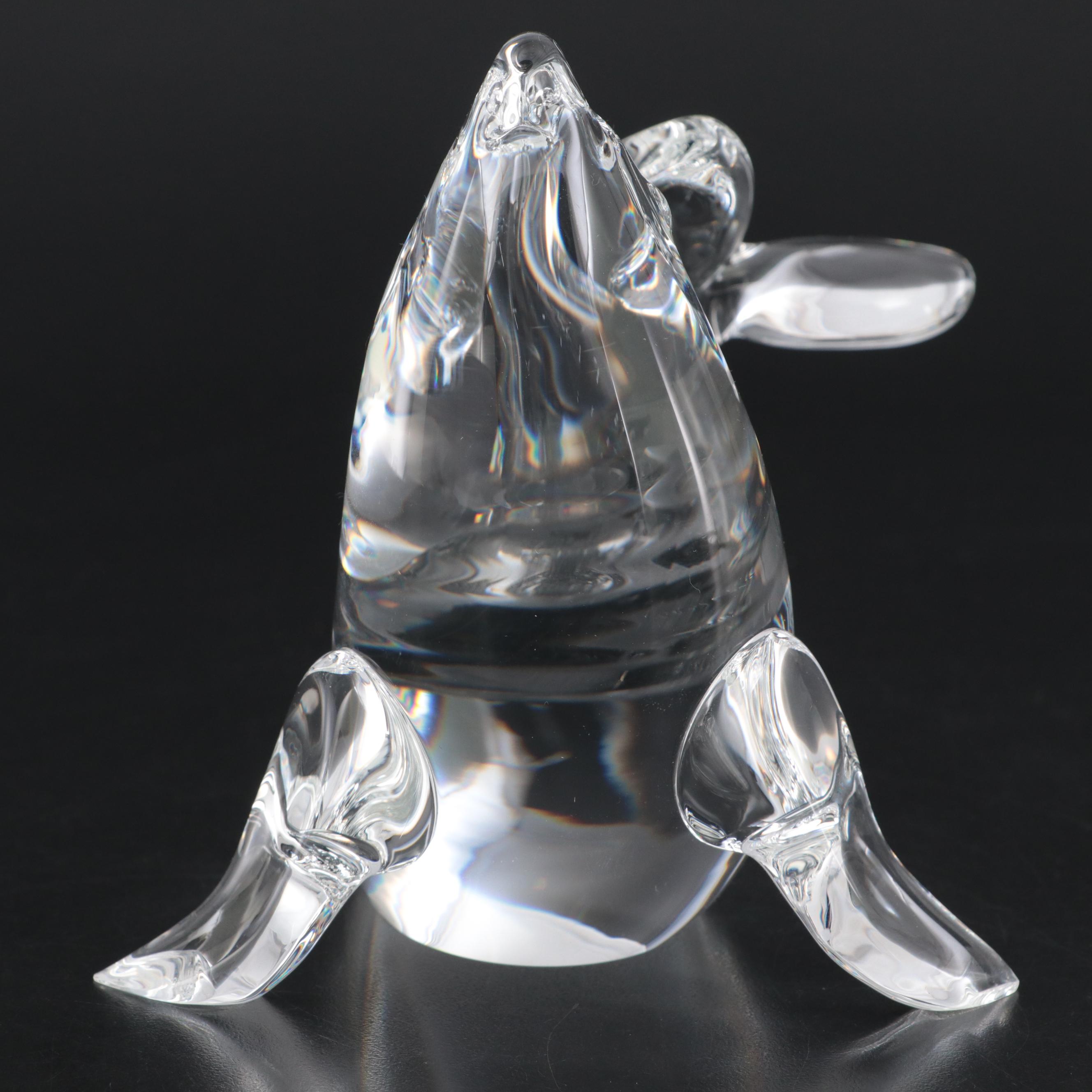 Steuben Art Glass "Playful Sea Lion" Figurine, Late 20th Century